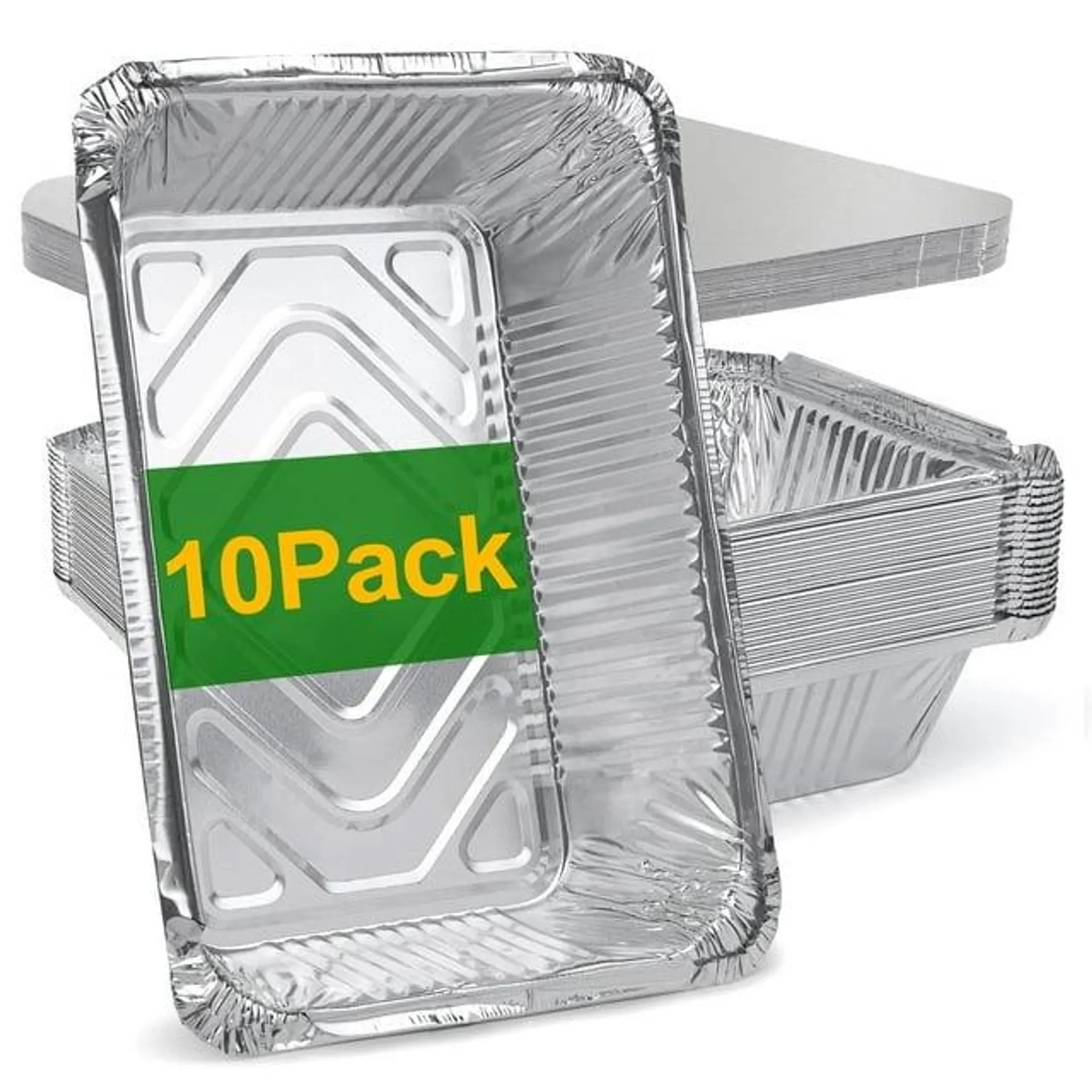 Treamon Aluminum Pans with Lids, Disposable Tin Foil Pans, 8.5" x 6" 10 Count