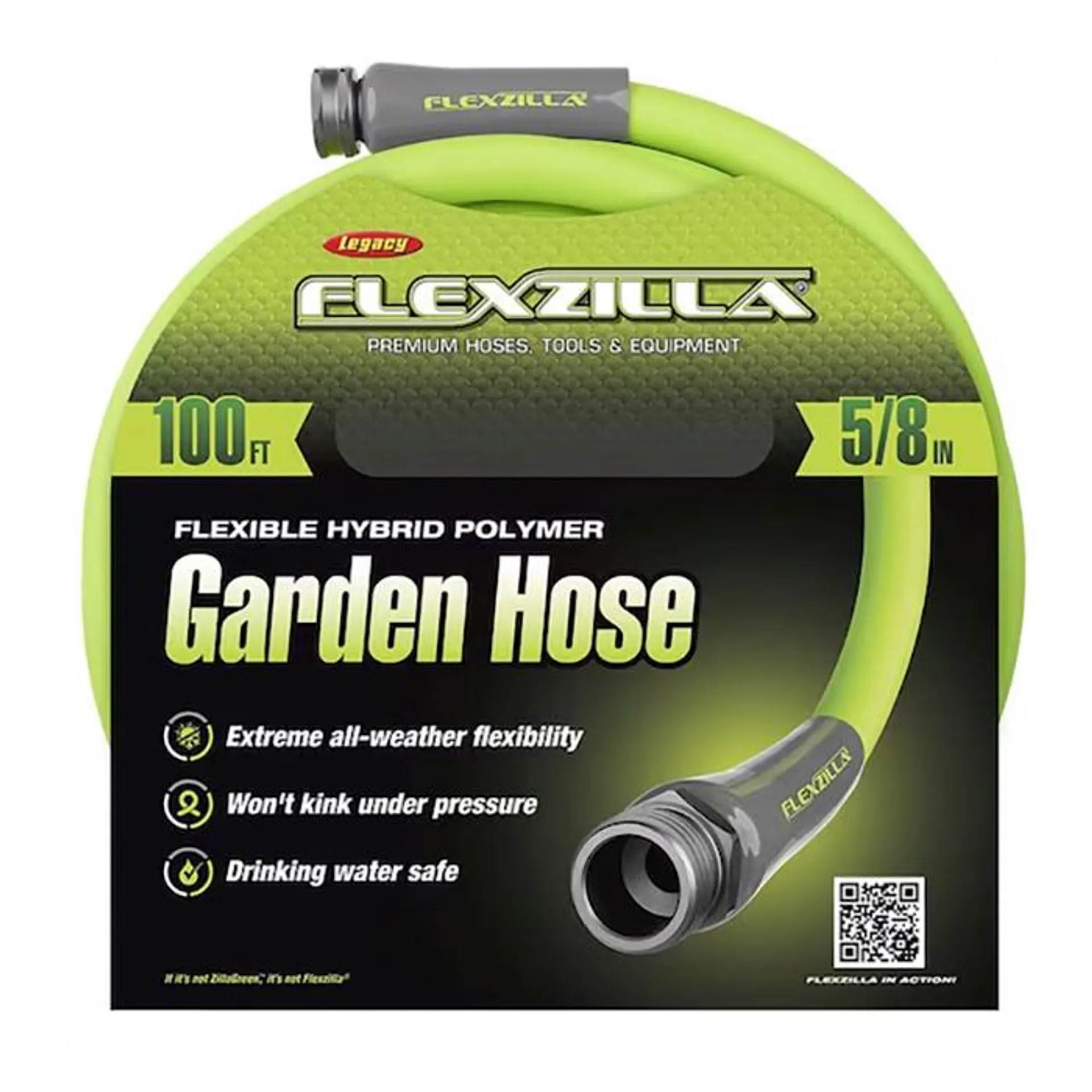 Flexzilla® Garden Hose, 5/8" x 100', 3/4" - 11 1/2 GHT Fittings