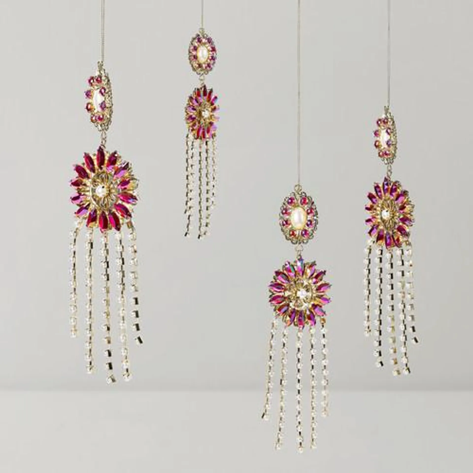 Rhinestone Drop Ornament - Set of 4