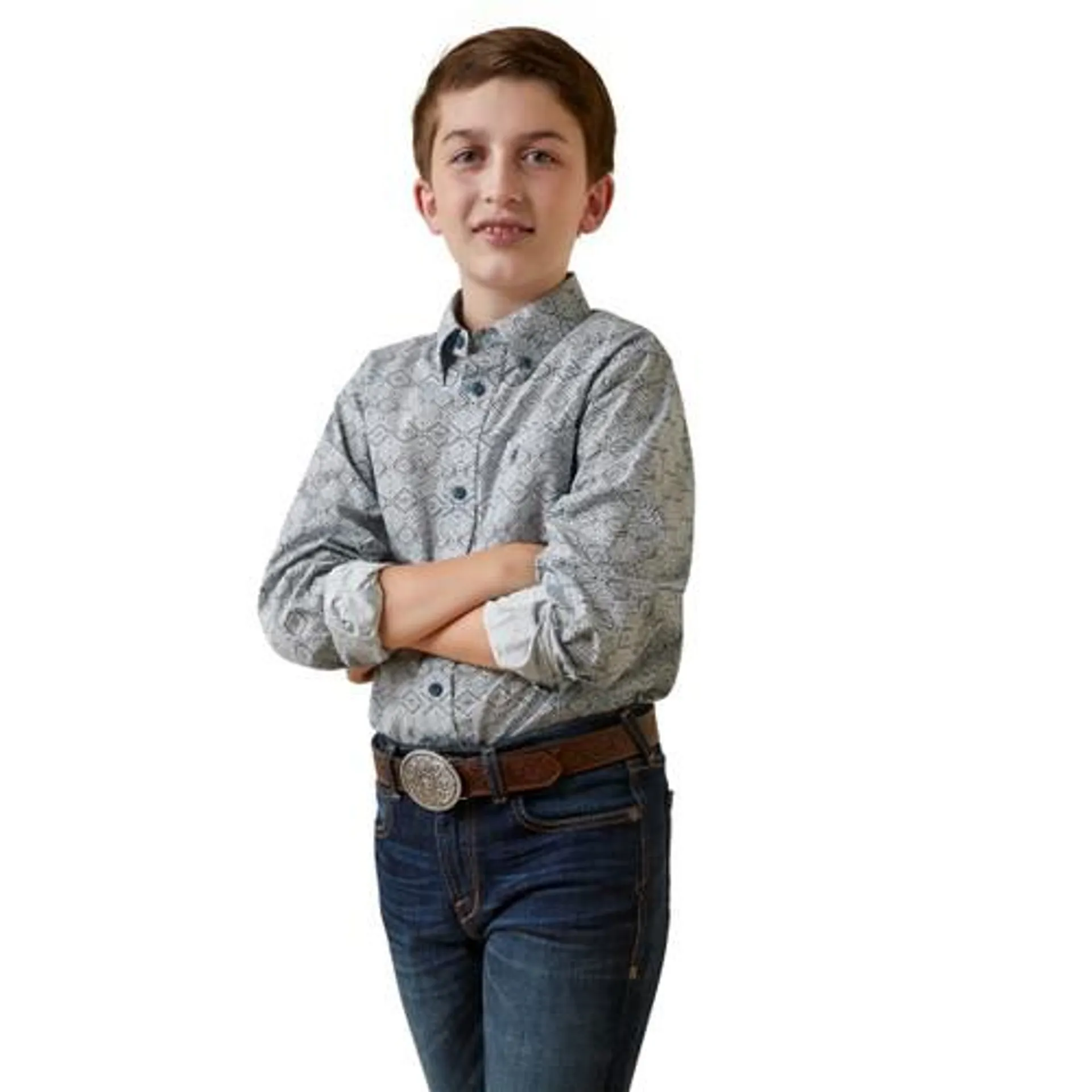 Ariat Boys Blue Orville Casual Series Classic Fit Long Sleeve Shirt
