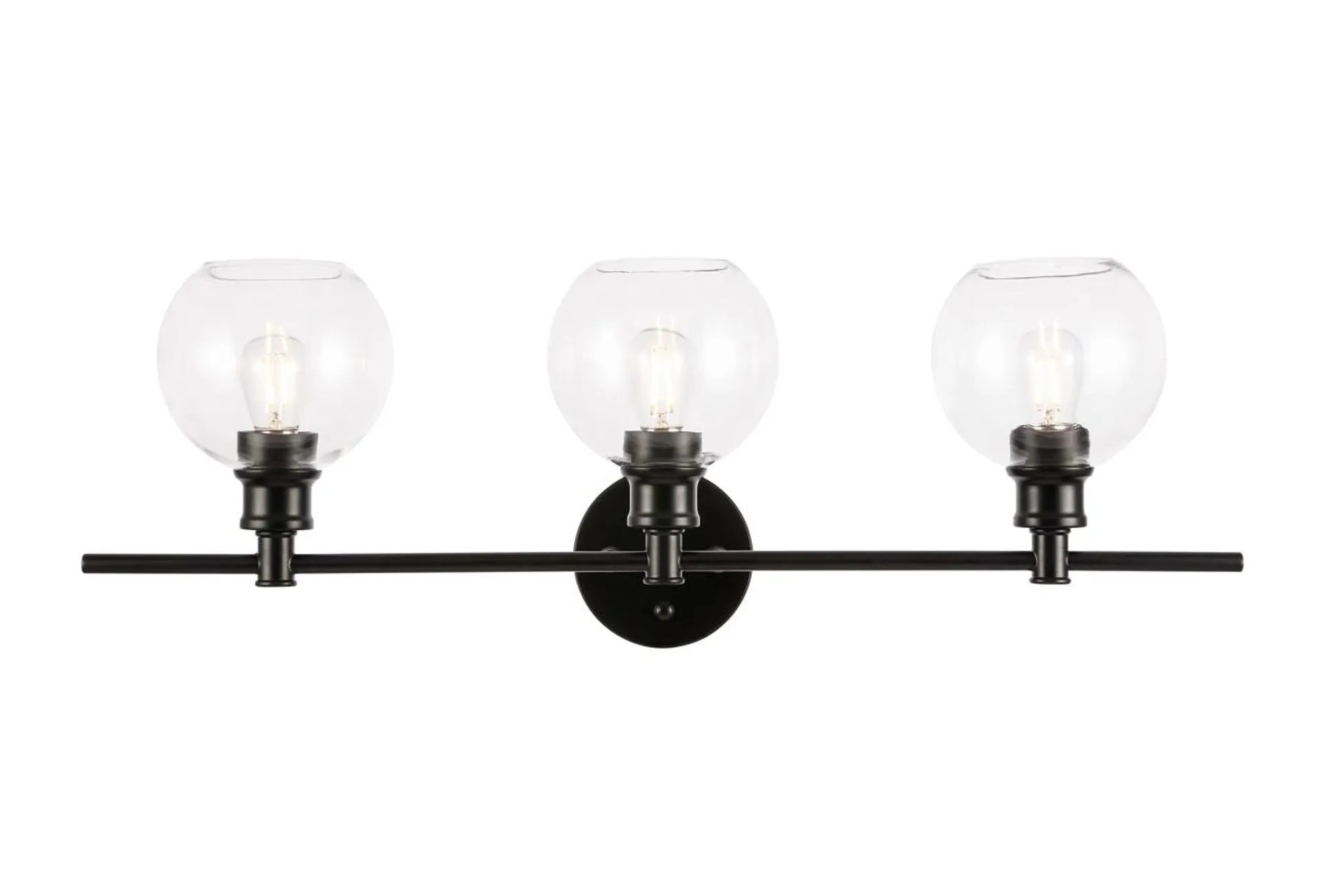 Collier 3 Light Black And Clear Glass Wall Sconce