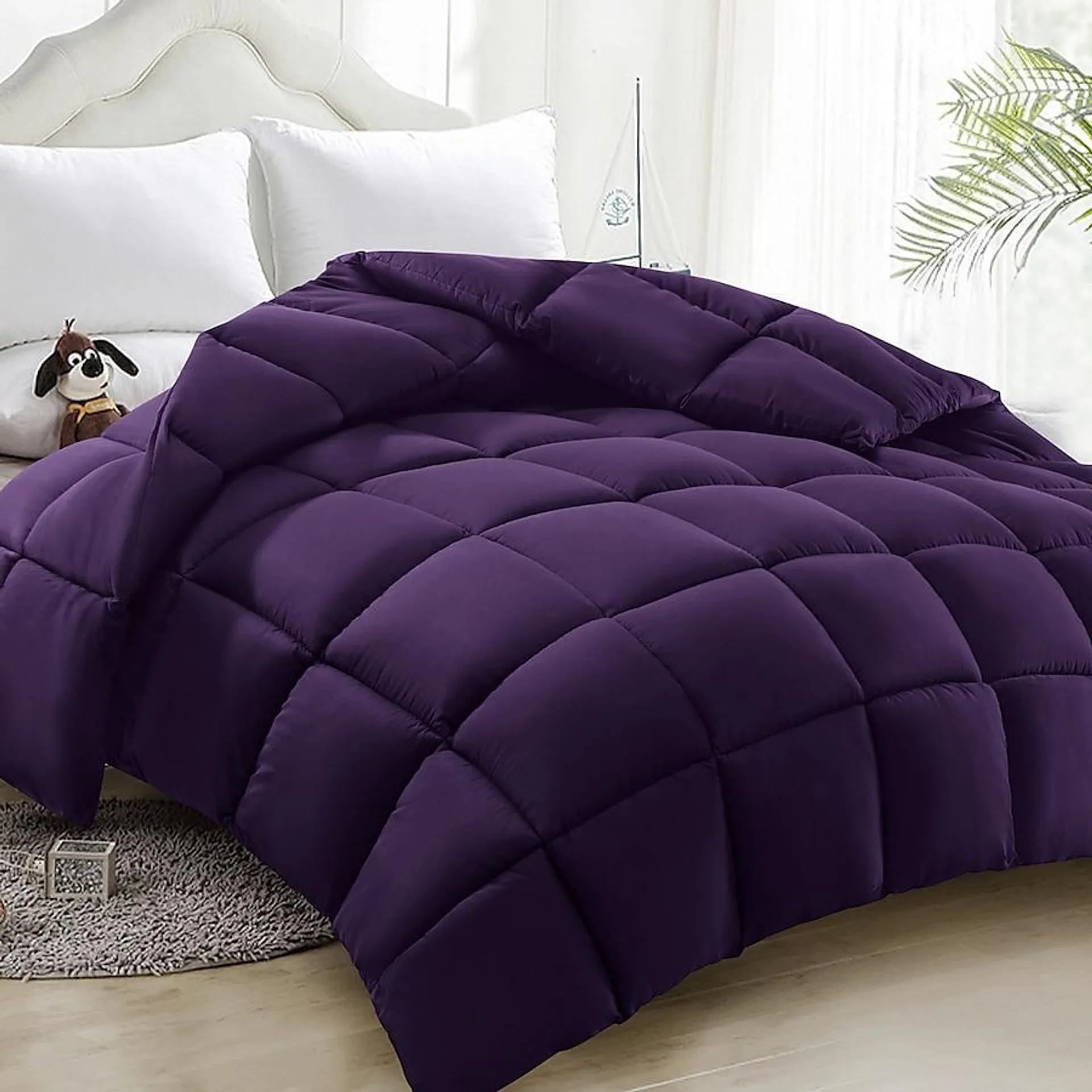 JEAREY Down Alternative Comforter Purple Solid Reversible King/California King Comforter with (Down Alternative Fill)