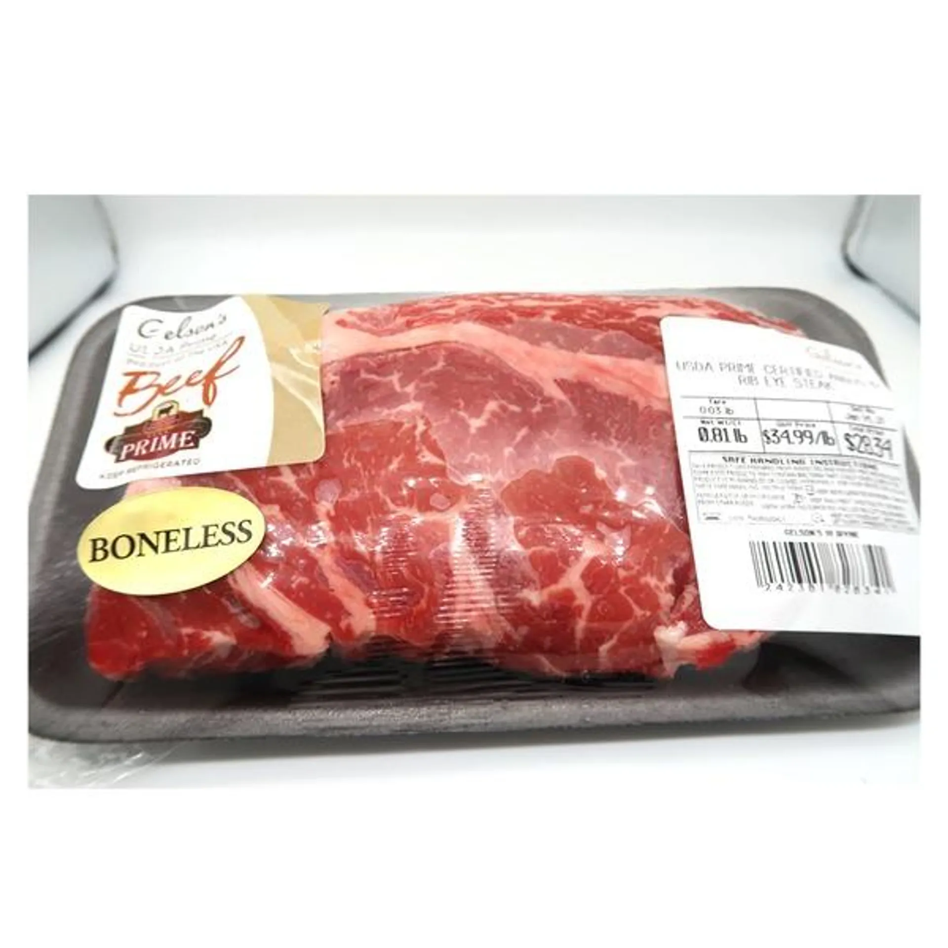 Gelson's Beef Rib Prime Spencer Steak