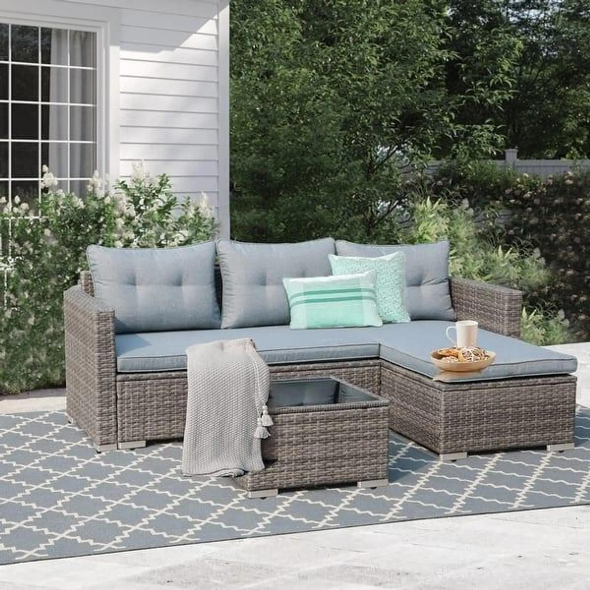 PE Wicker 3-piece Outdoor Sectional Set