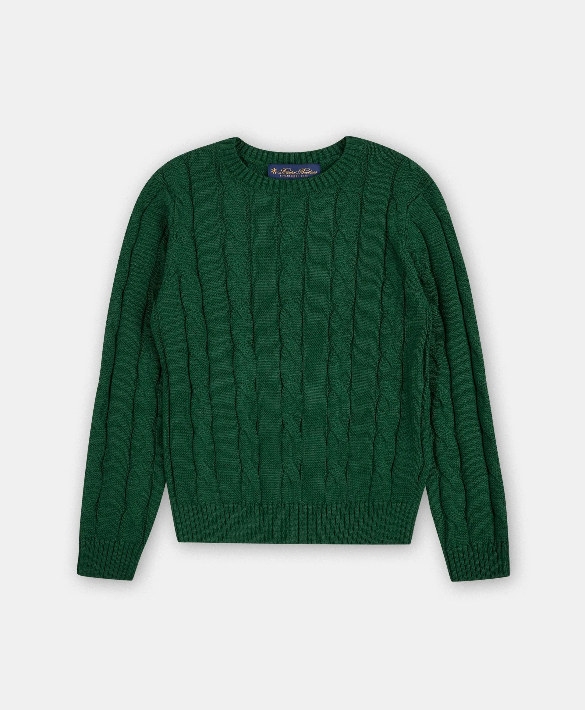 Boys Cotton Cable Crewneck Sweater