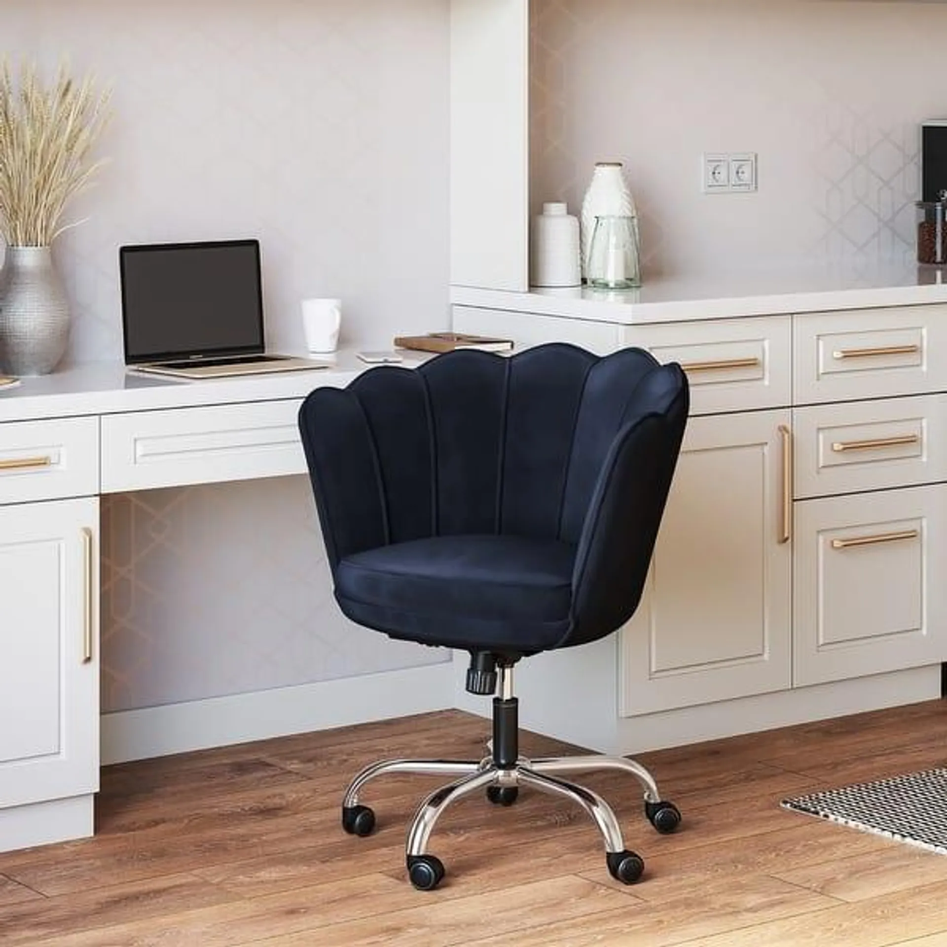 BELLEZE Task Office Desk Chair Velvet Swivel Height Adjustable