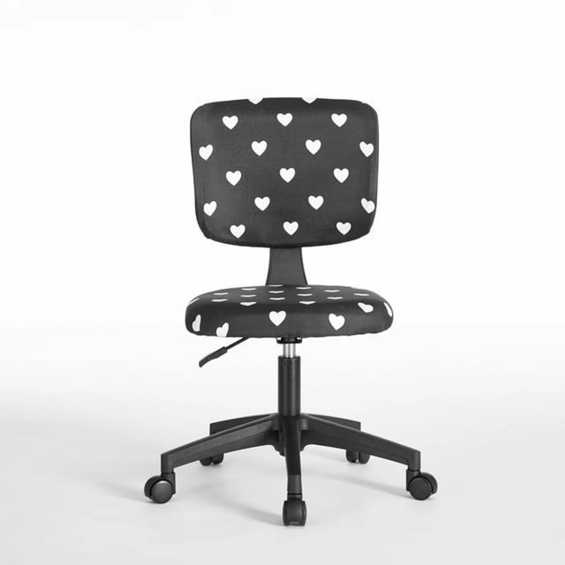 Justice Swivel Mesh Task Desk Office Chair, Black and White Hearts