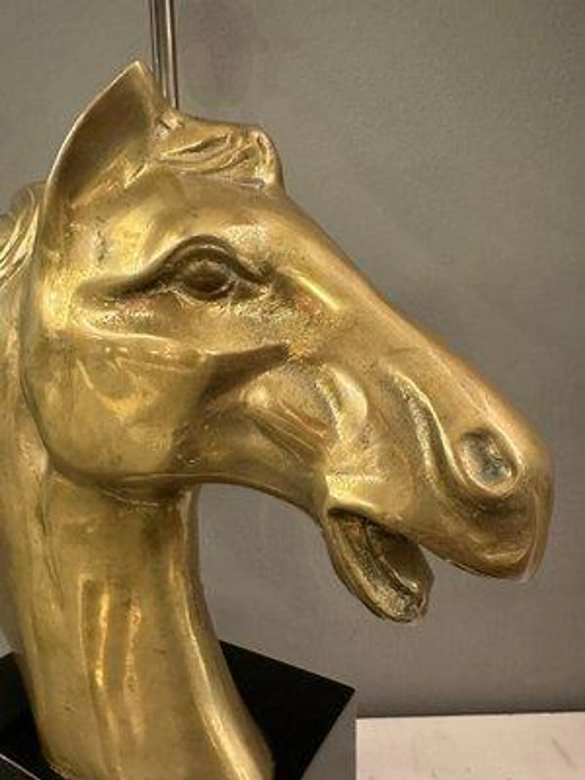 French Bronze Horse Head Table Lamp, 1970