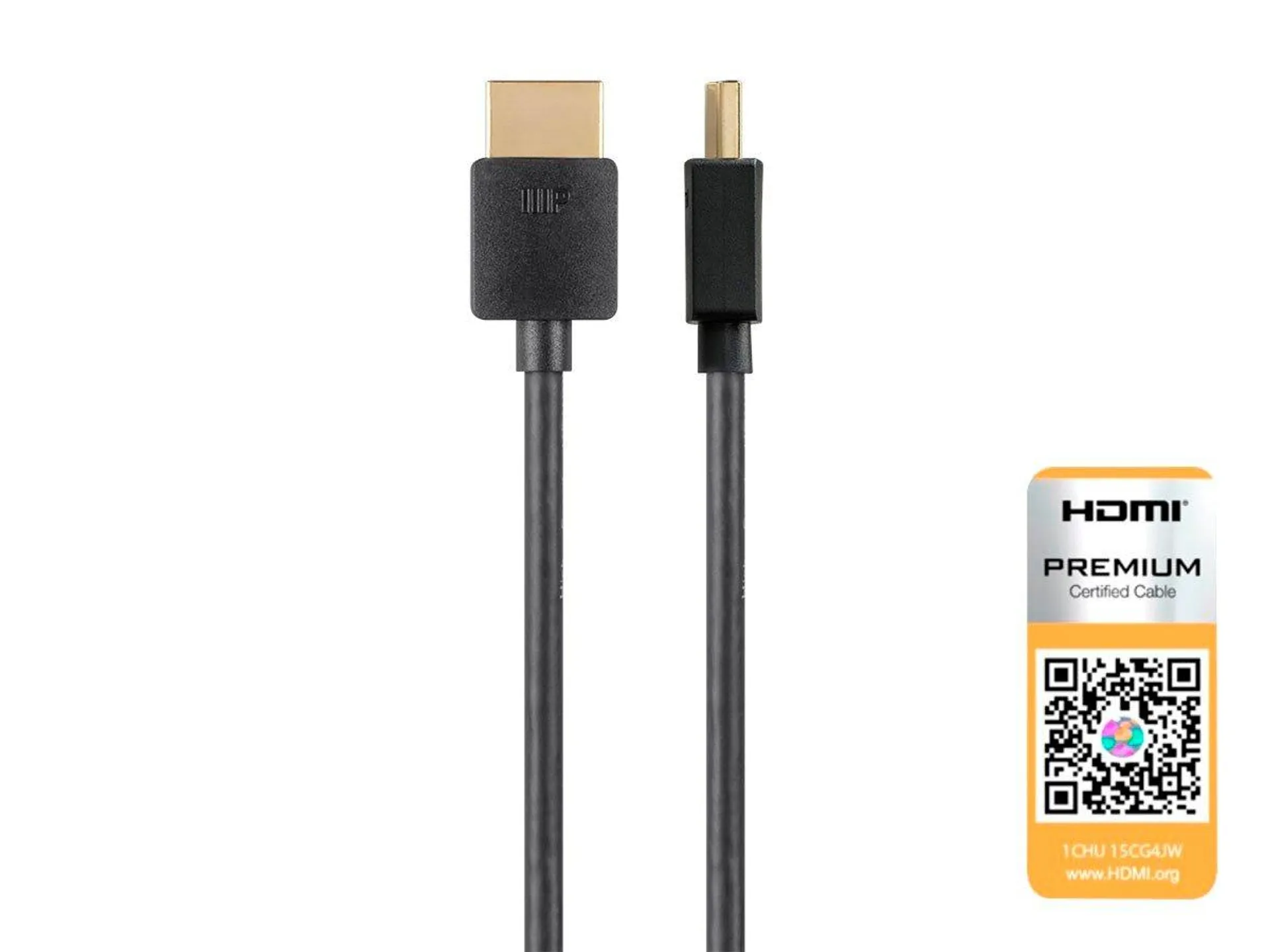 Monoprice 4K Certified Premium High Speed Slim HDMI Cable - 4K60Hz, 18Gbps, HDR, 6ft, Black