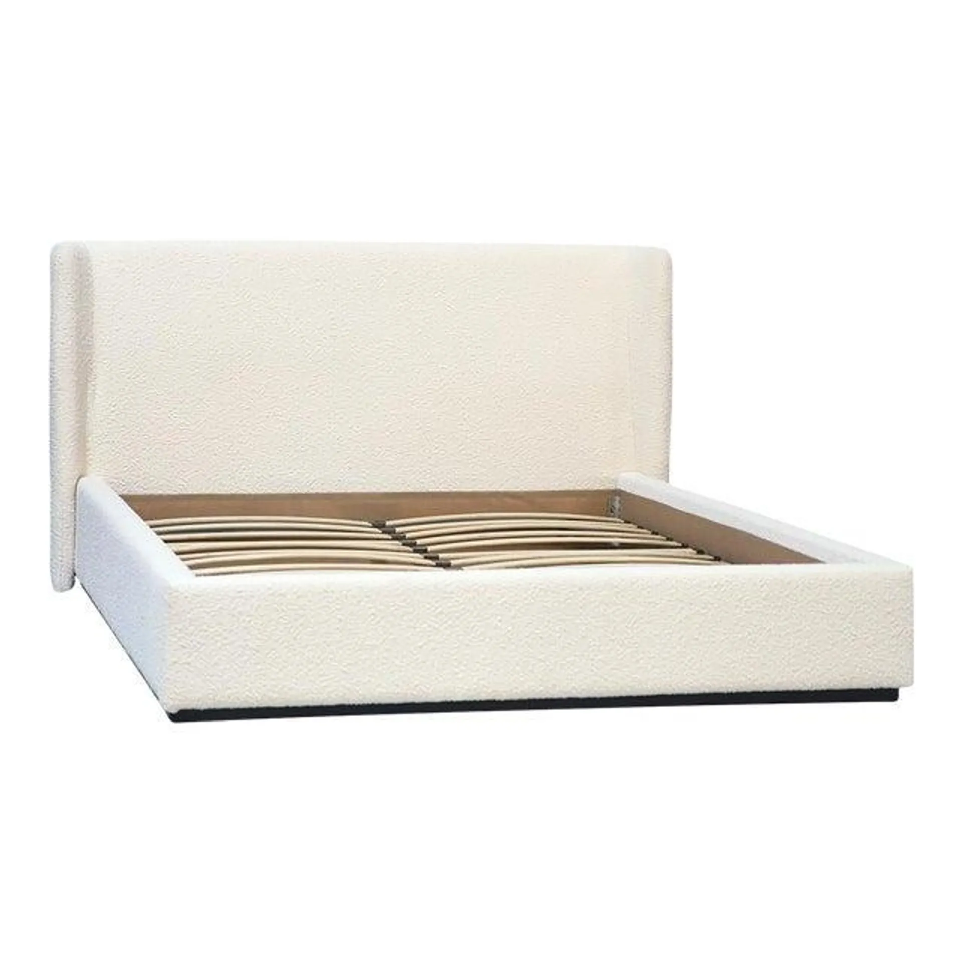 Cream Boucle Upholstered King Size Bed