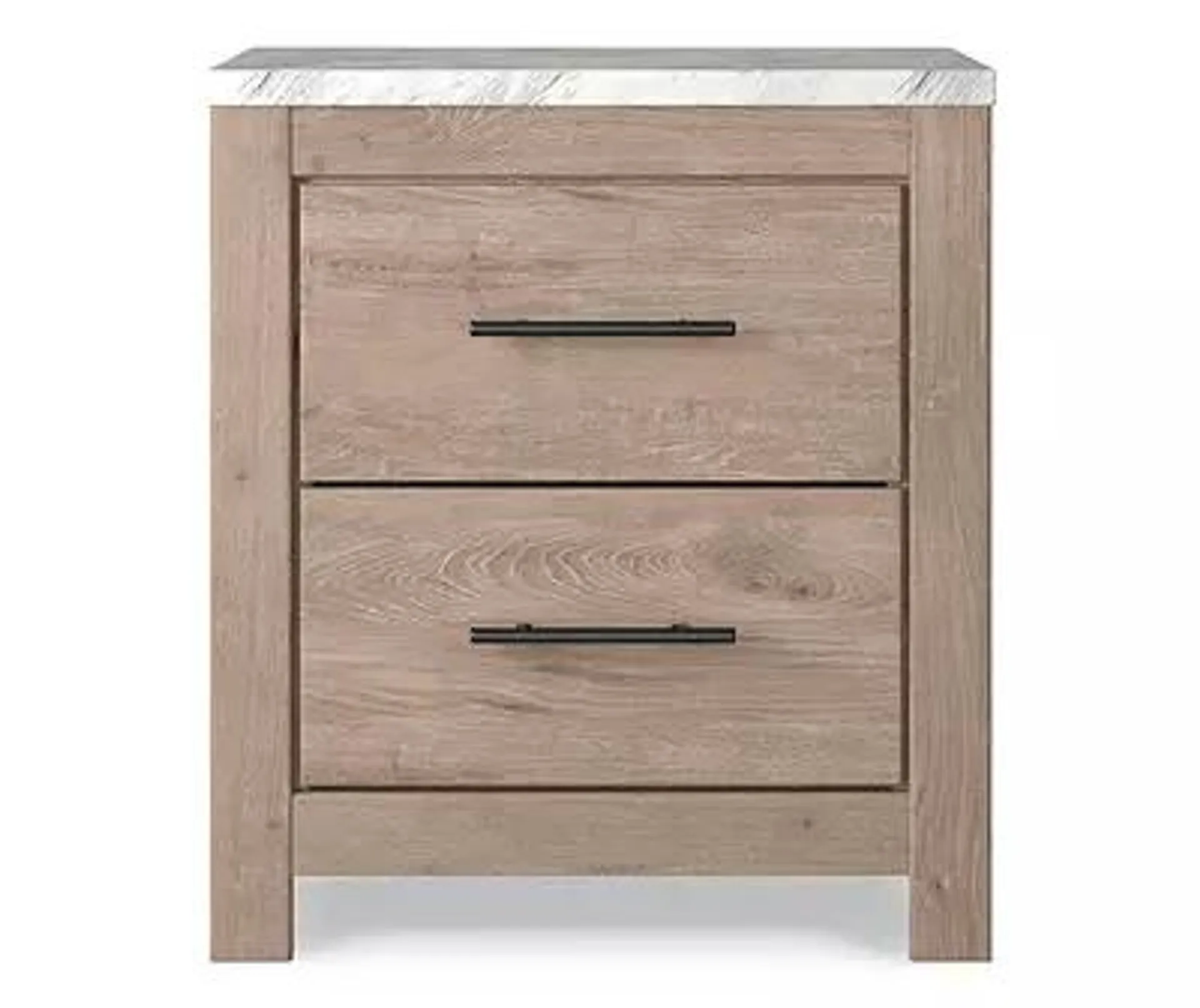 Senniberg Oak & Faux Calcutta 2-Drawer Nightstand