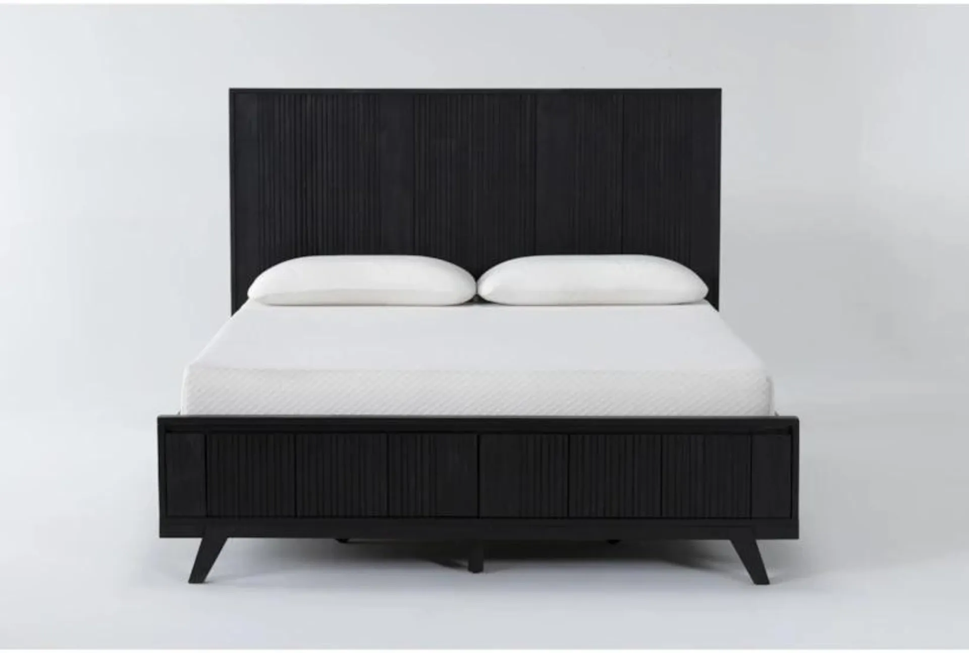 Joren Black Queen Wood Platform Bed with Footboard Storage