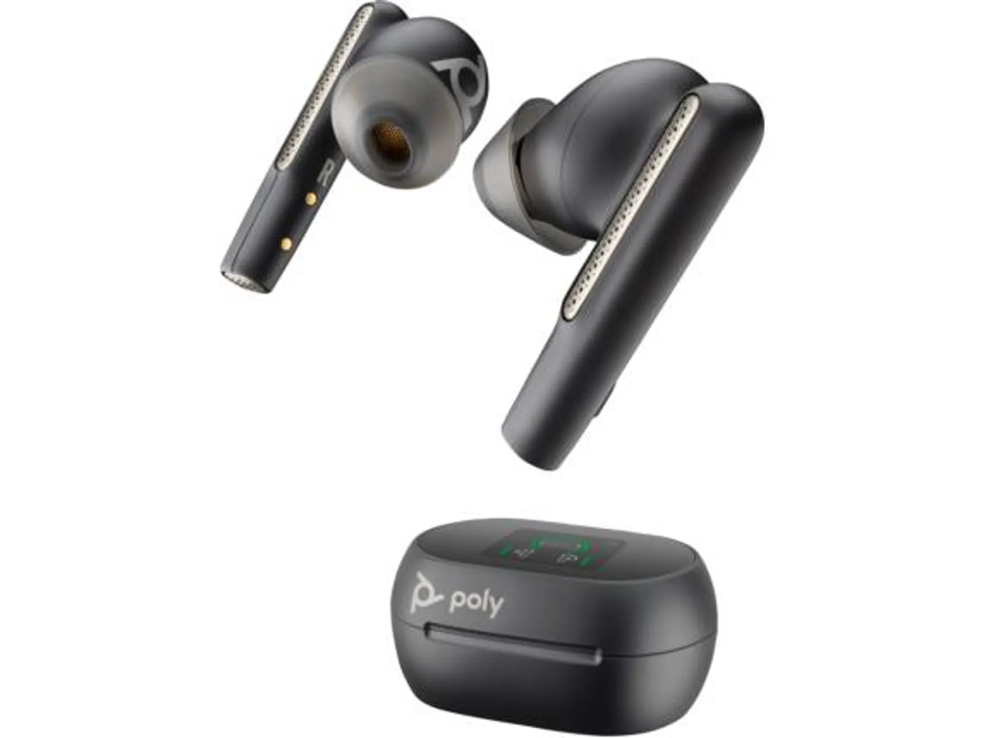 Poly Voyager Free 60+ UC Carbon Black Earbuds, BT700 USB A adapter, Touchscreen Charge Case