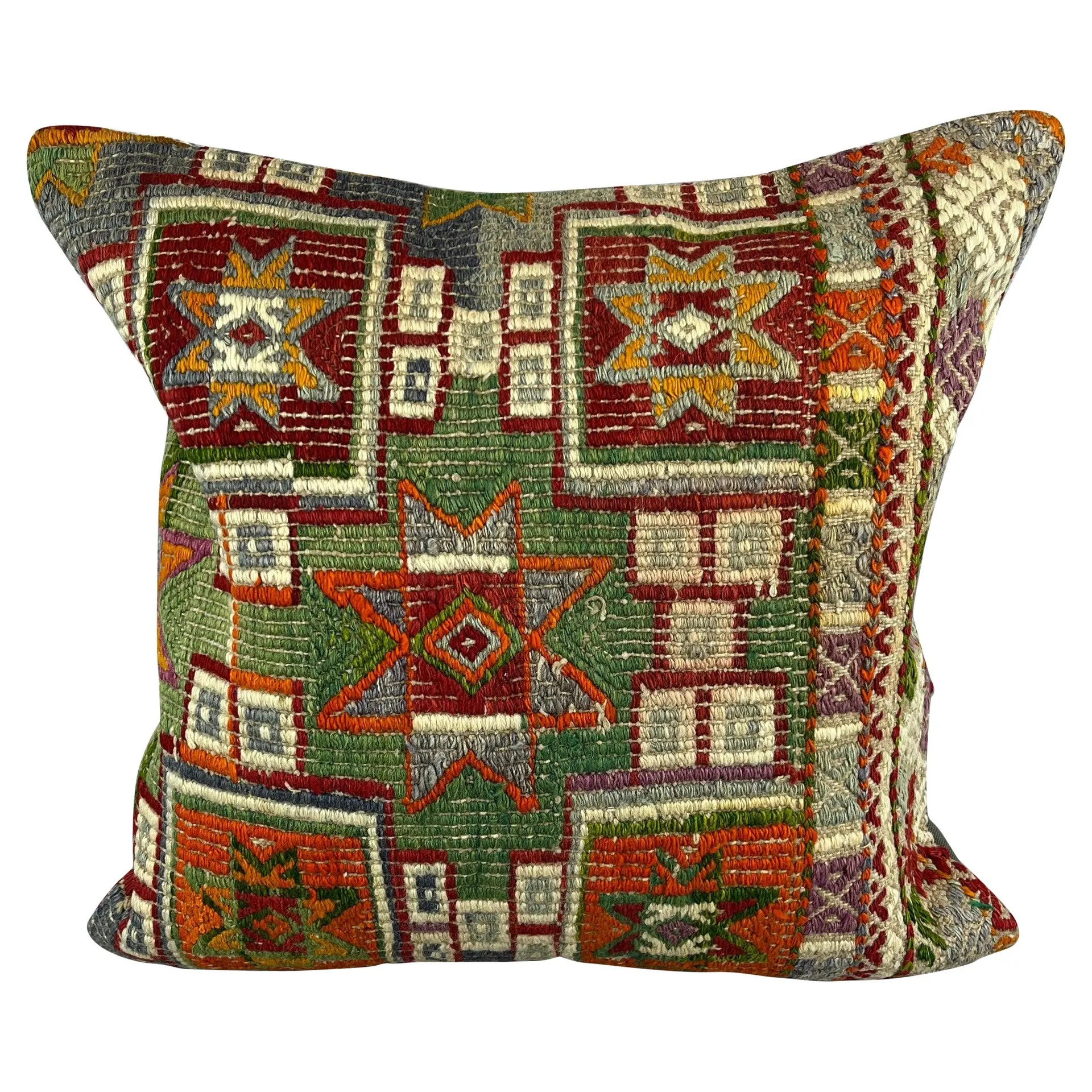 20 x 20 Kilim Pillow Turkish Cushion Natural Green Pillow Cushion Cover #6788