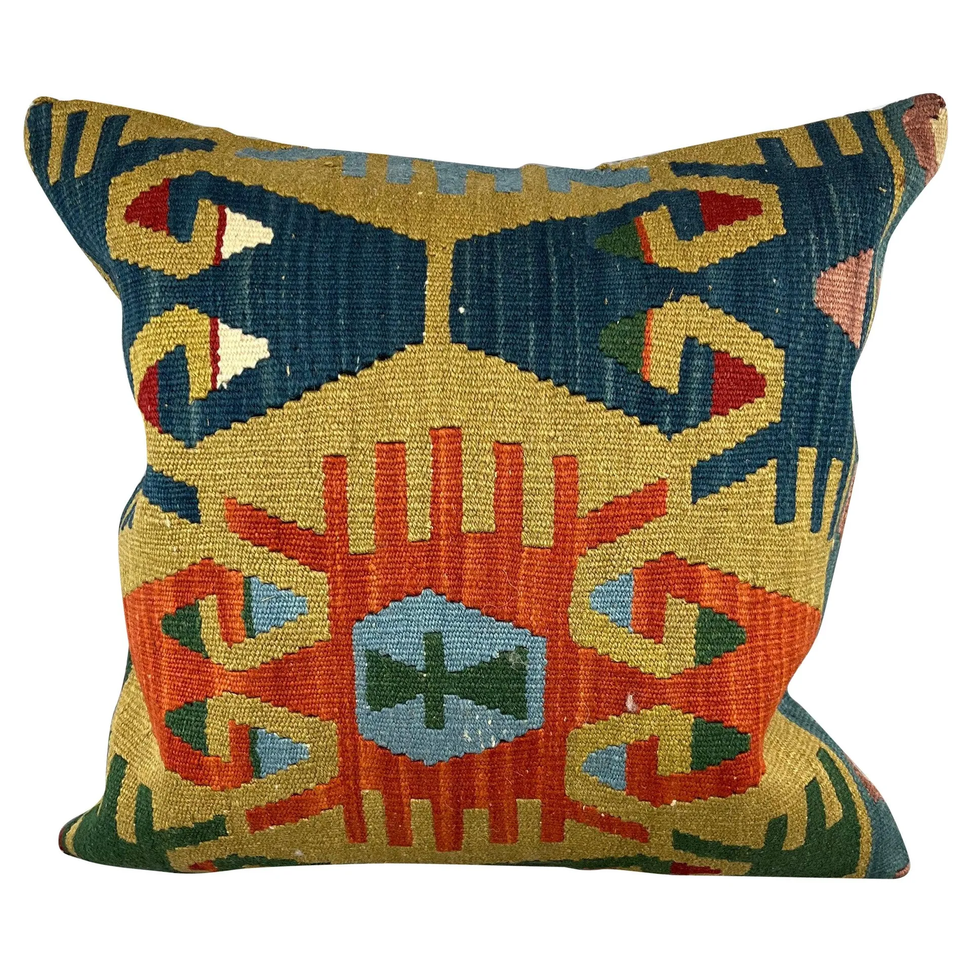 20 x 20 Kilim Turkish Cushion Natural Green Red Pillow Cushion Cover #6776