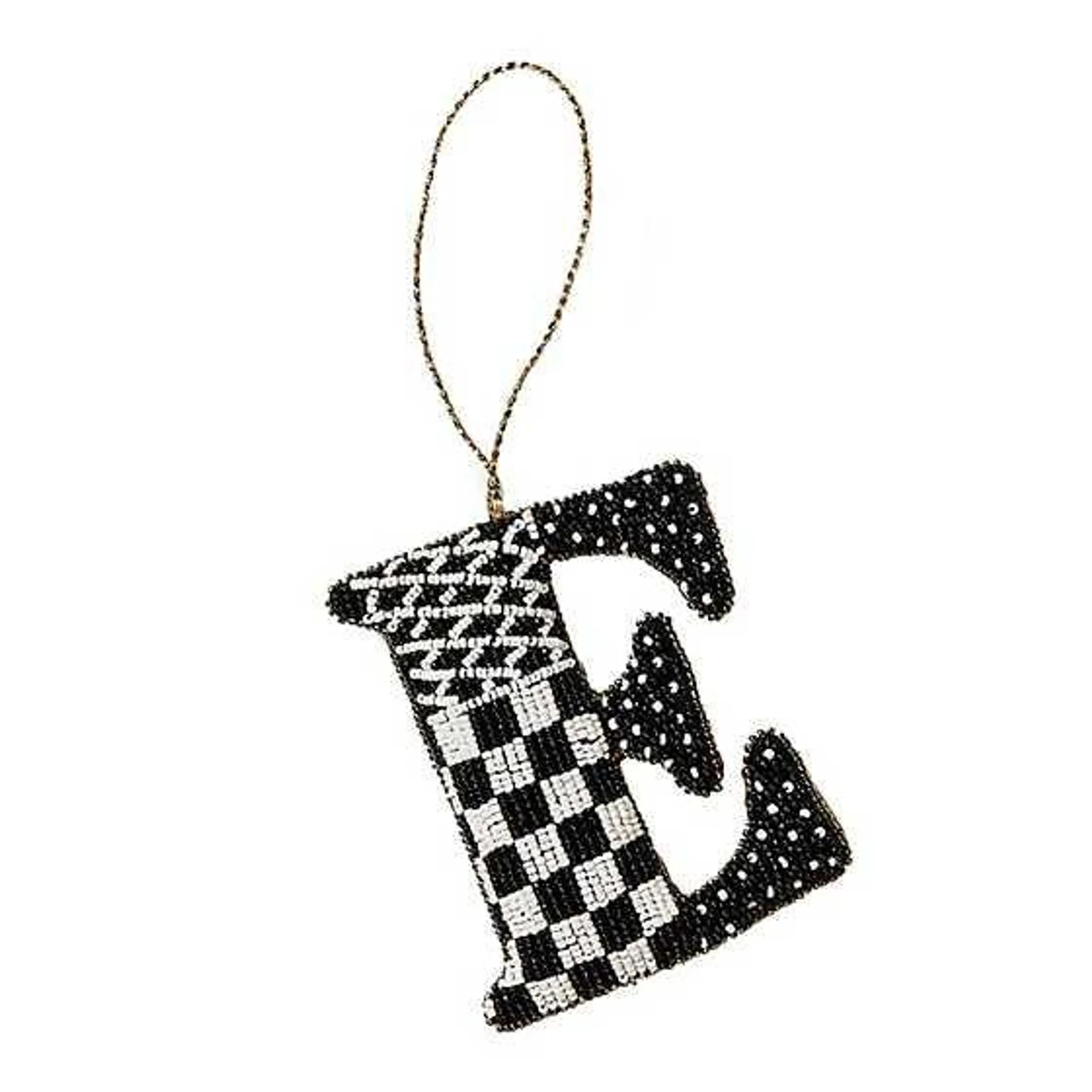 Monogram Beaded "E" Ornament