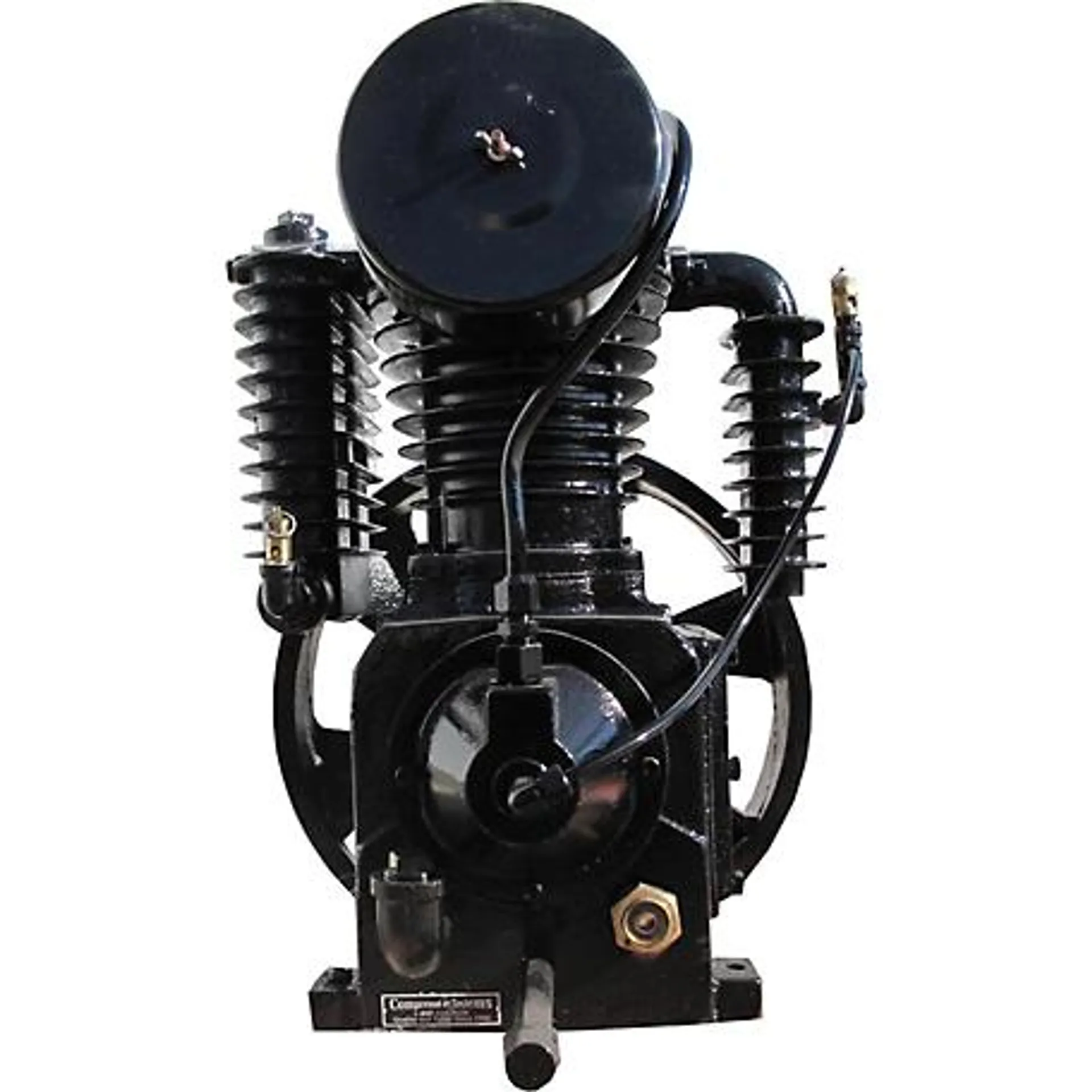 Industrial Gold Cast-Iron Reciprocating Air Compressor Pump, 2-Stage, 12 to 25 CFM at 175 PSI, Disc and Spring Valve