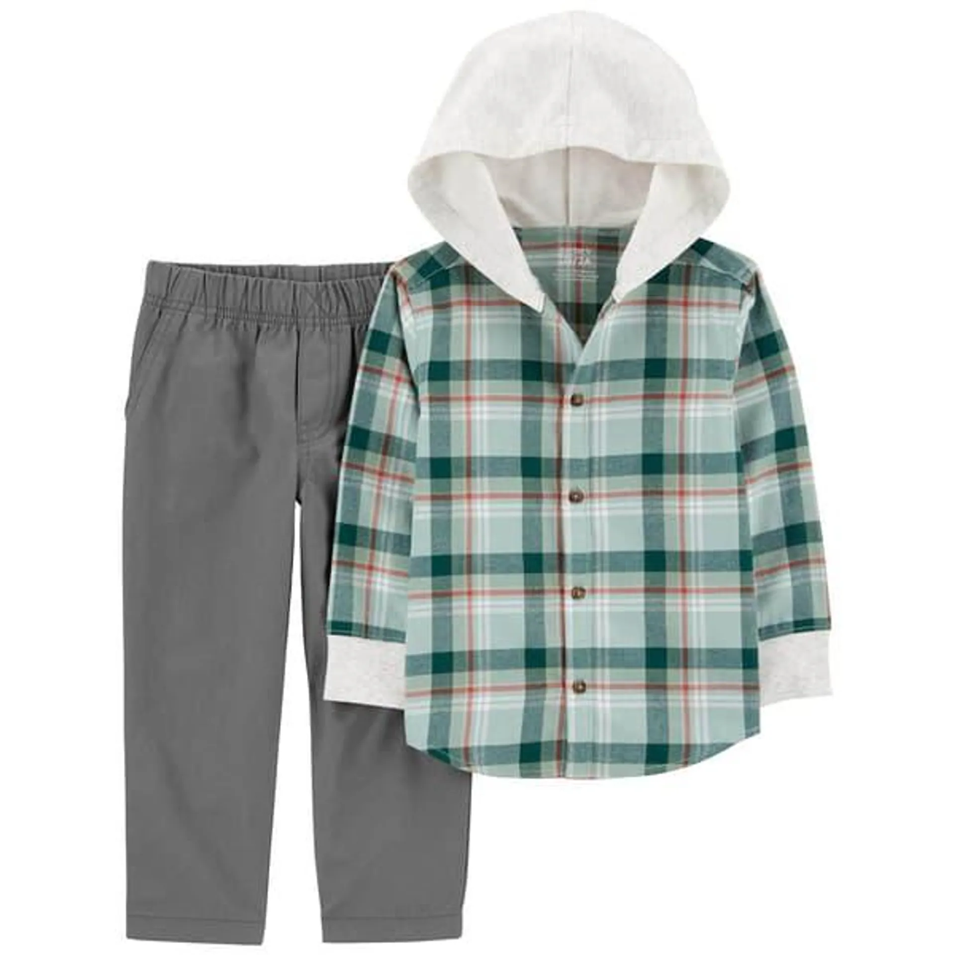 Toddler Boy Carter’s® Plaid Hooded Top & Solid Pants Set