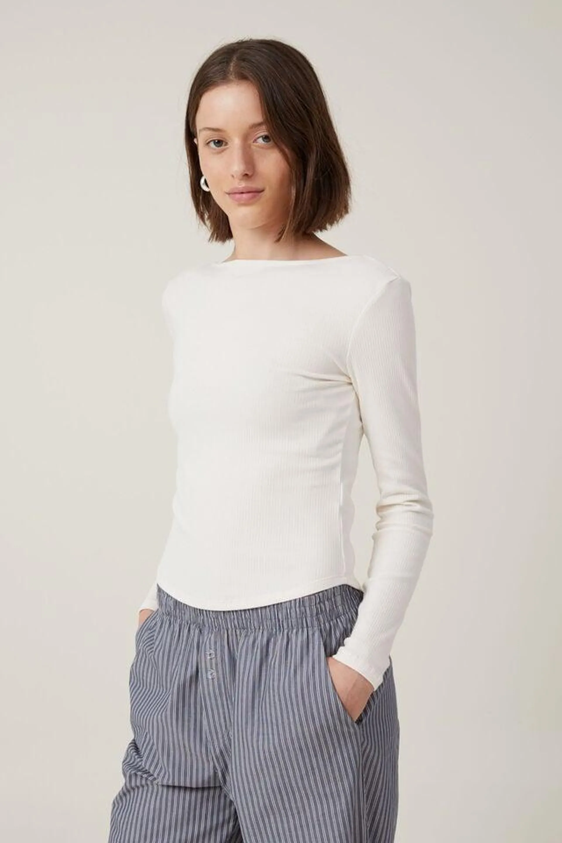 Margot Boat Neck Long Sleeve Top