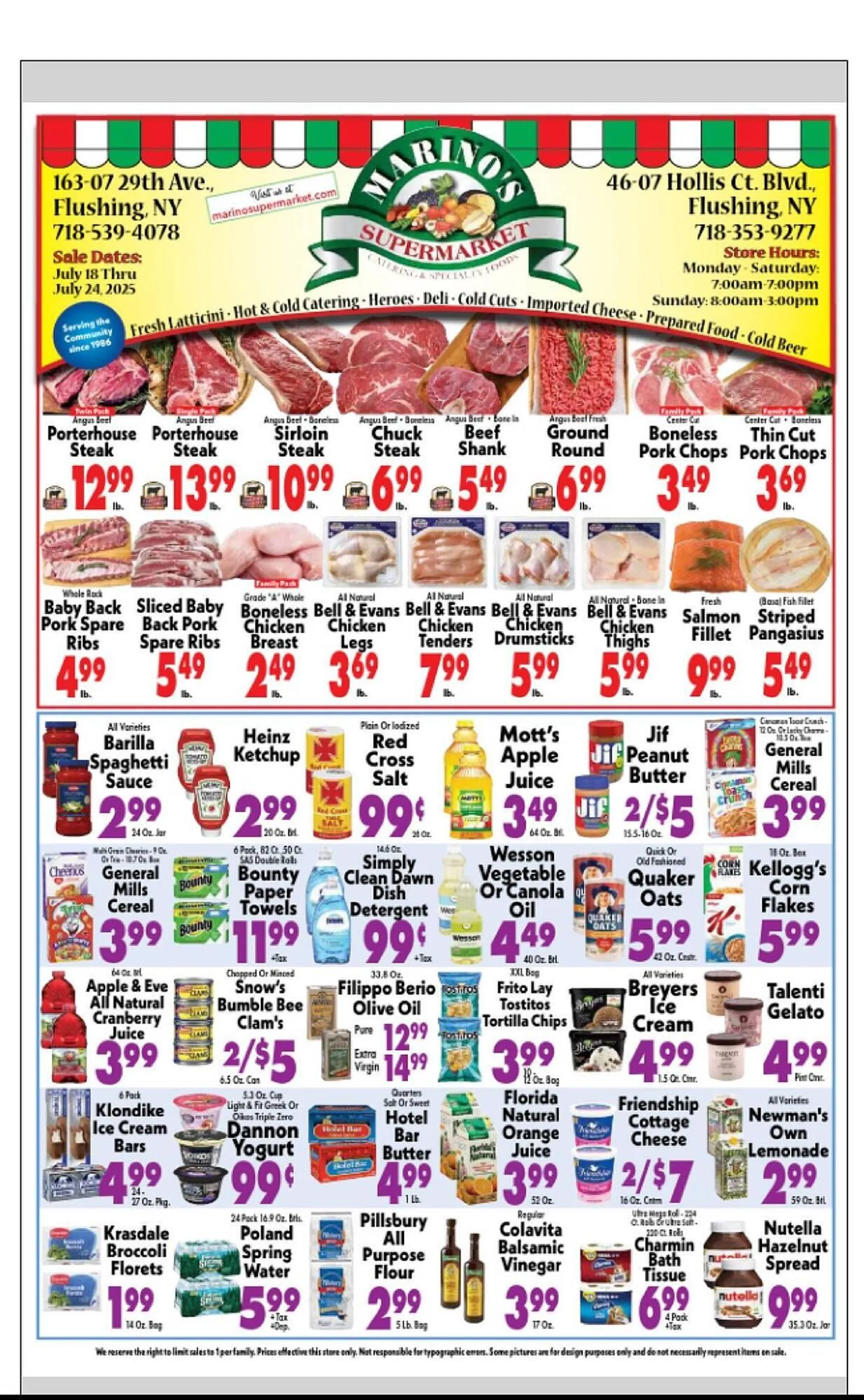 Weekly ad Marino's Supermarket Weekly Ad from July 25 to July 31 2025 - Page 1