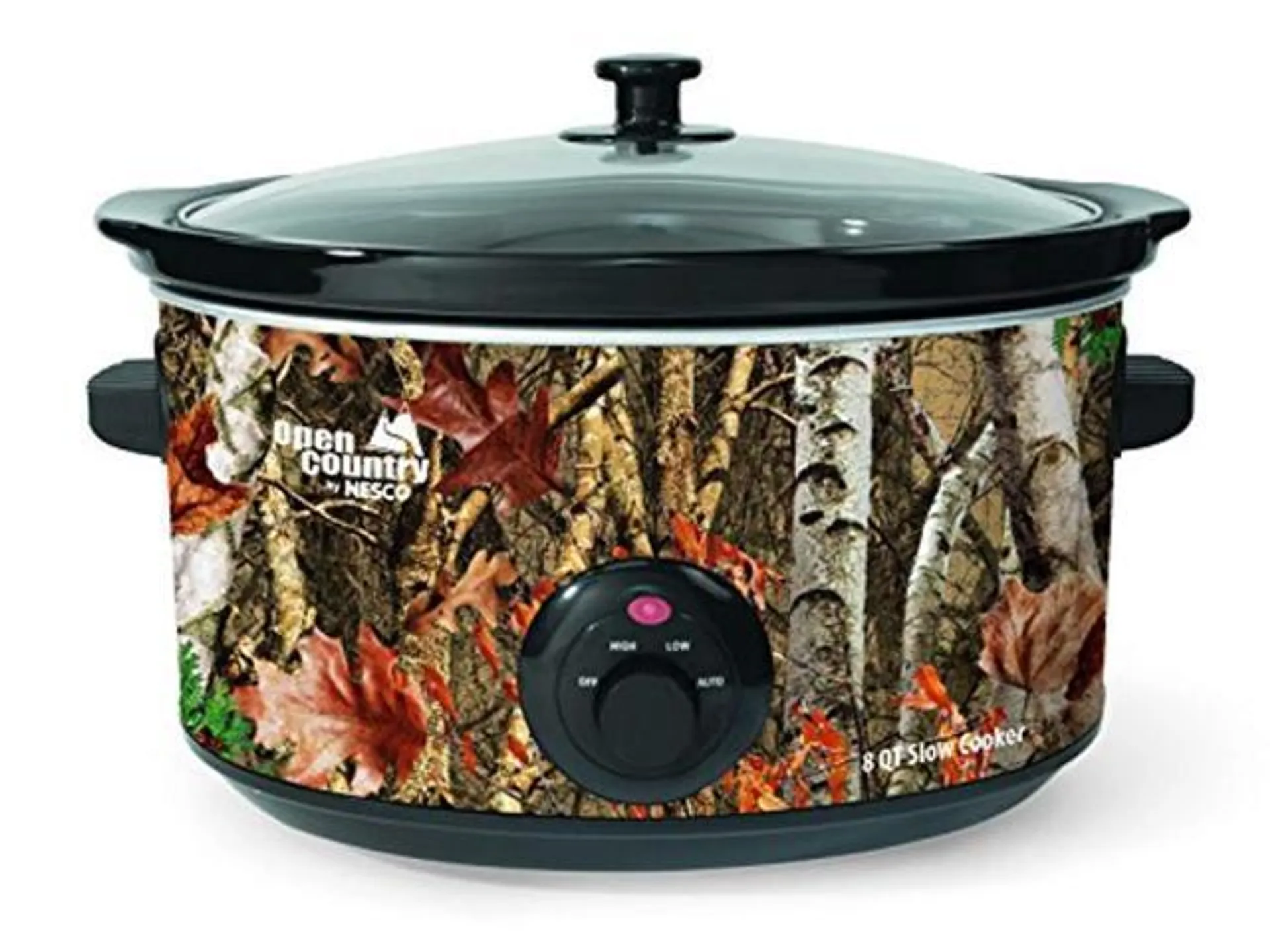 open country sc-8017 slow cooker, 8 quart, woodland birch camo