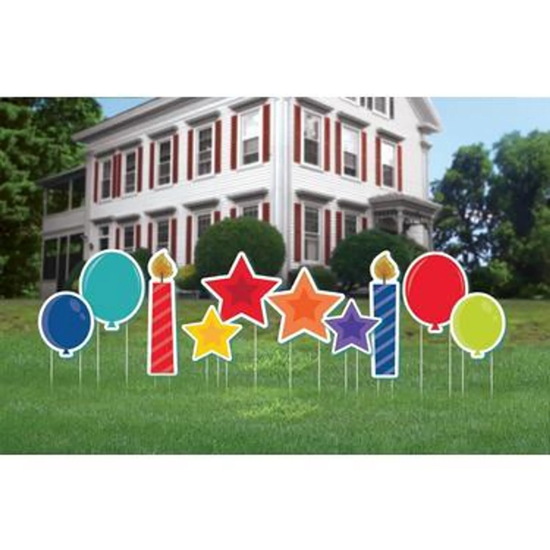 Multicolor Birthday Icon Corrugated Plastic Yard Sign Set, 10pc