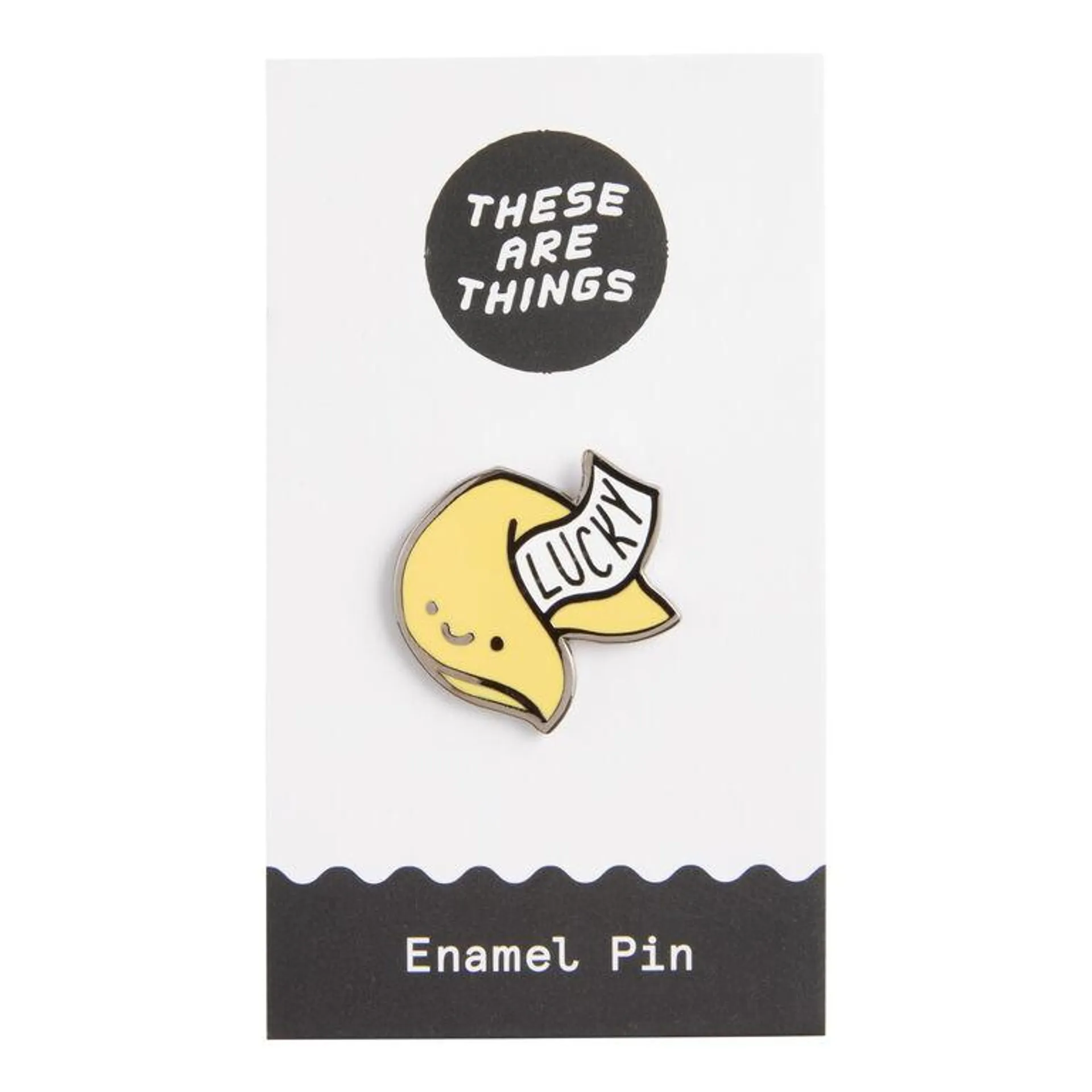 Smiley Lucky Fortune Cookie Enamel Pin