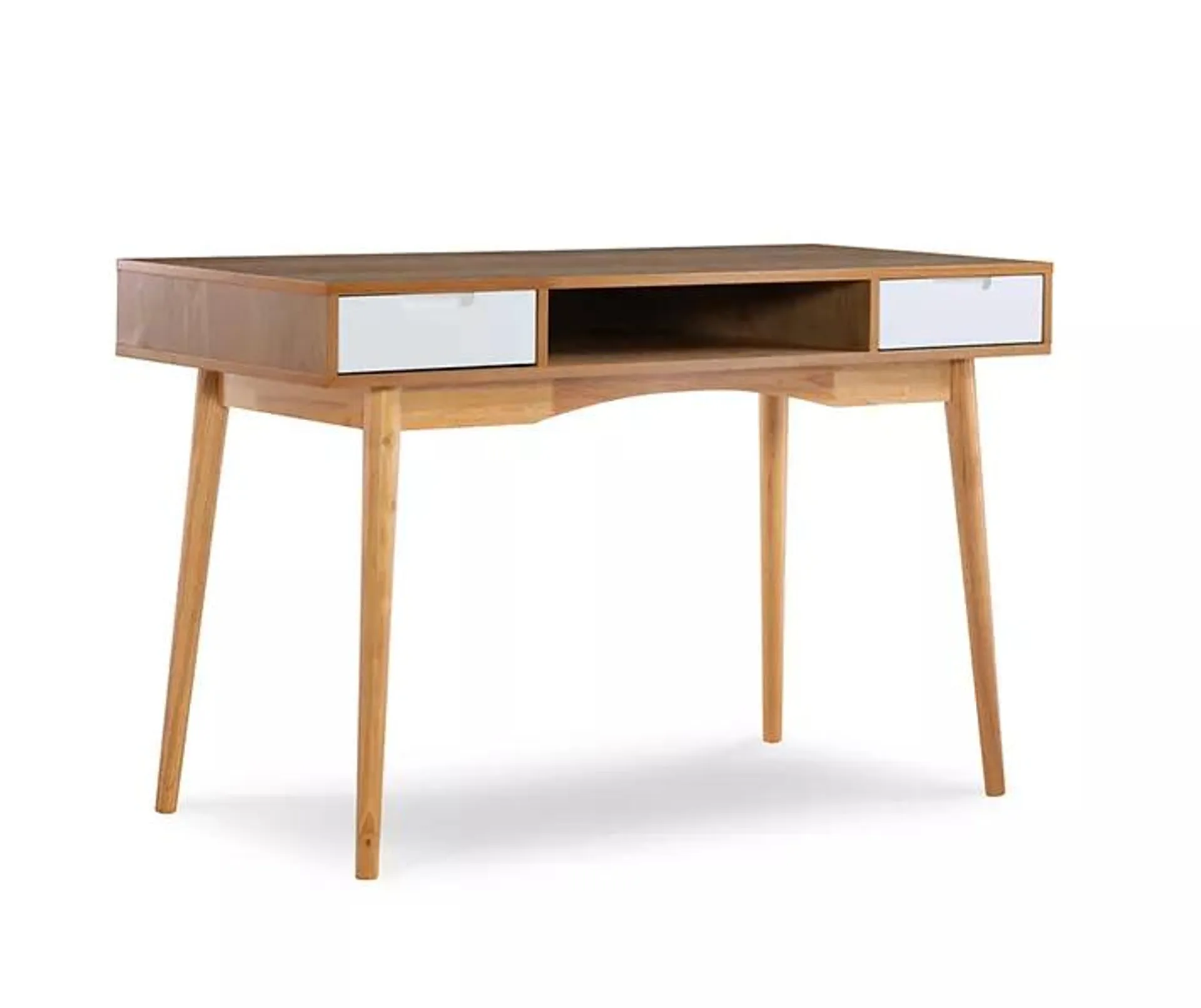 Nate Ash & White 2-Drawer Writing Desk