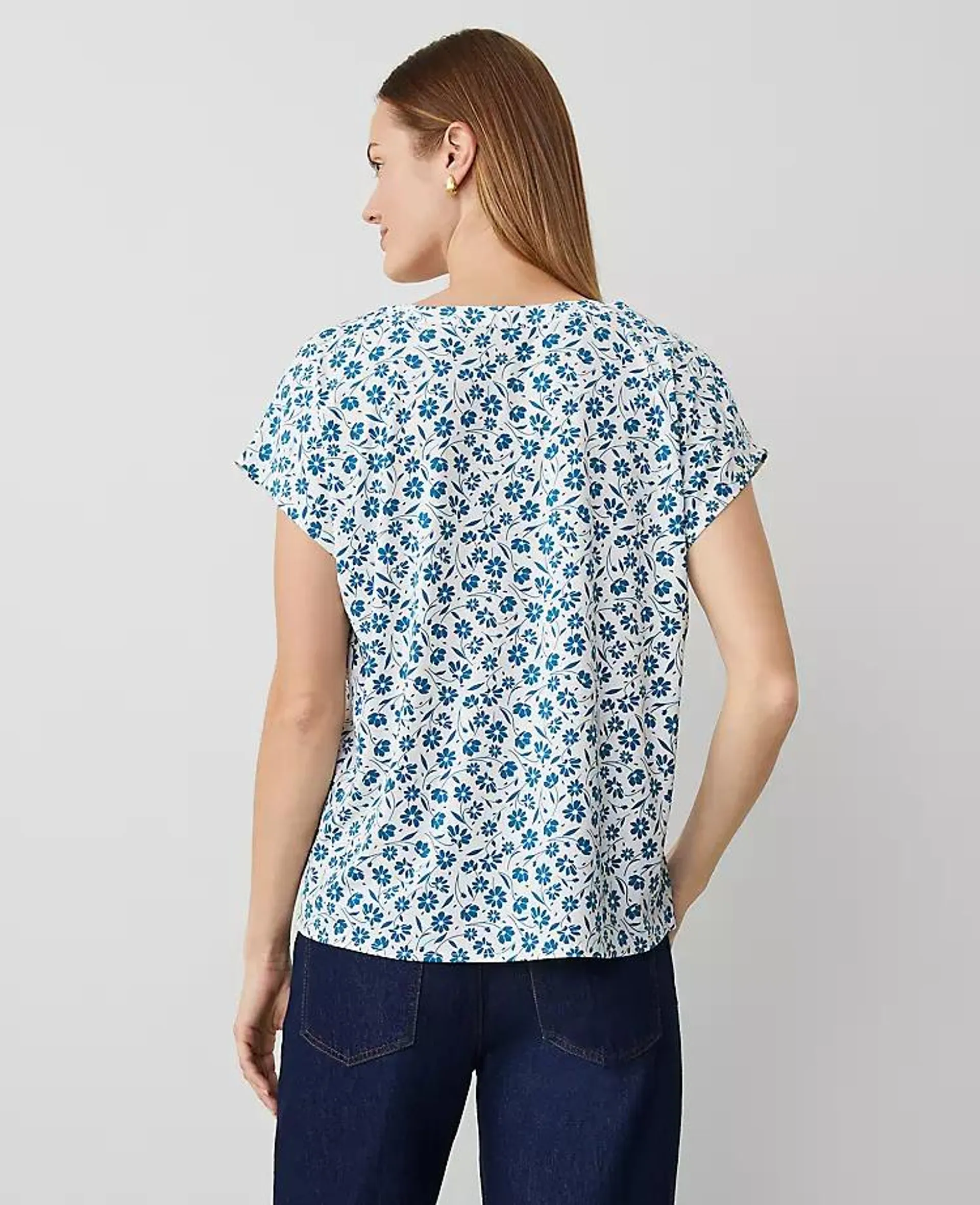 Floral Mixed-Media Top