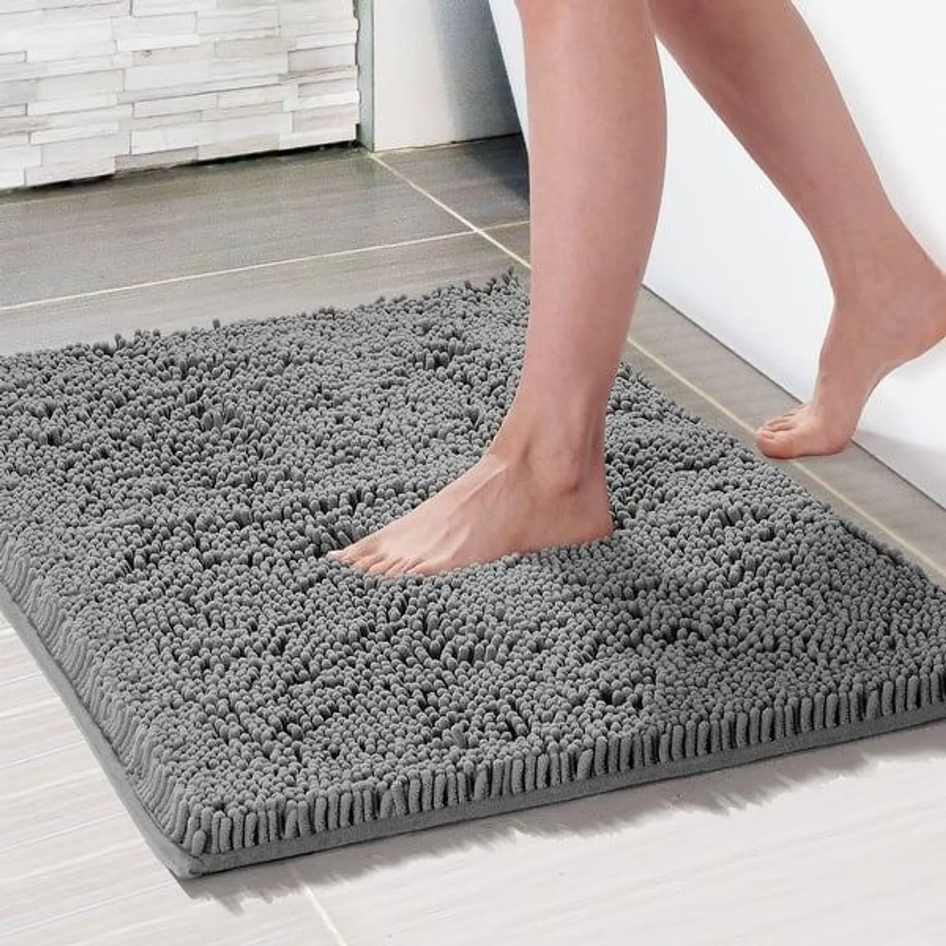 Deconovo Chenille Bath Rugs - Thick Plush Microfiber, Non-Slip Washable Bathroom Mats