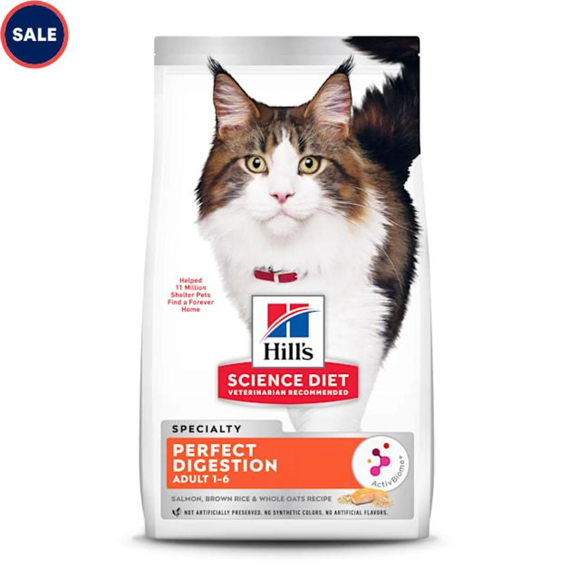 Hill's Science Diet Adult Perfect Digestion Salmon Dry Cat Food, 13 lbs.