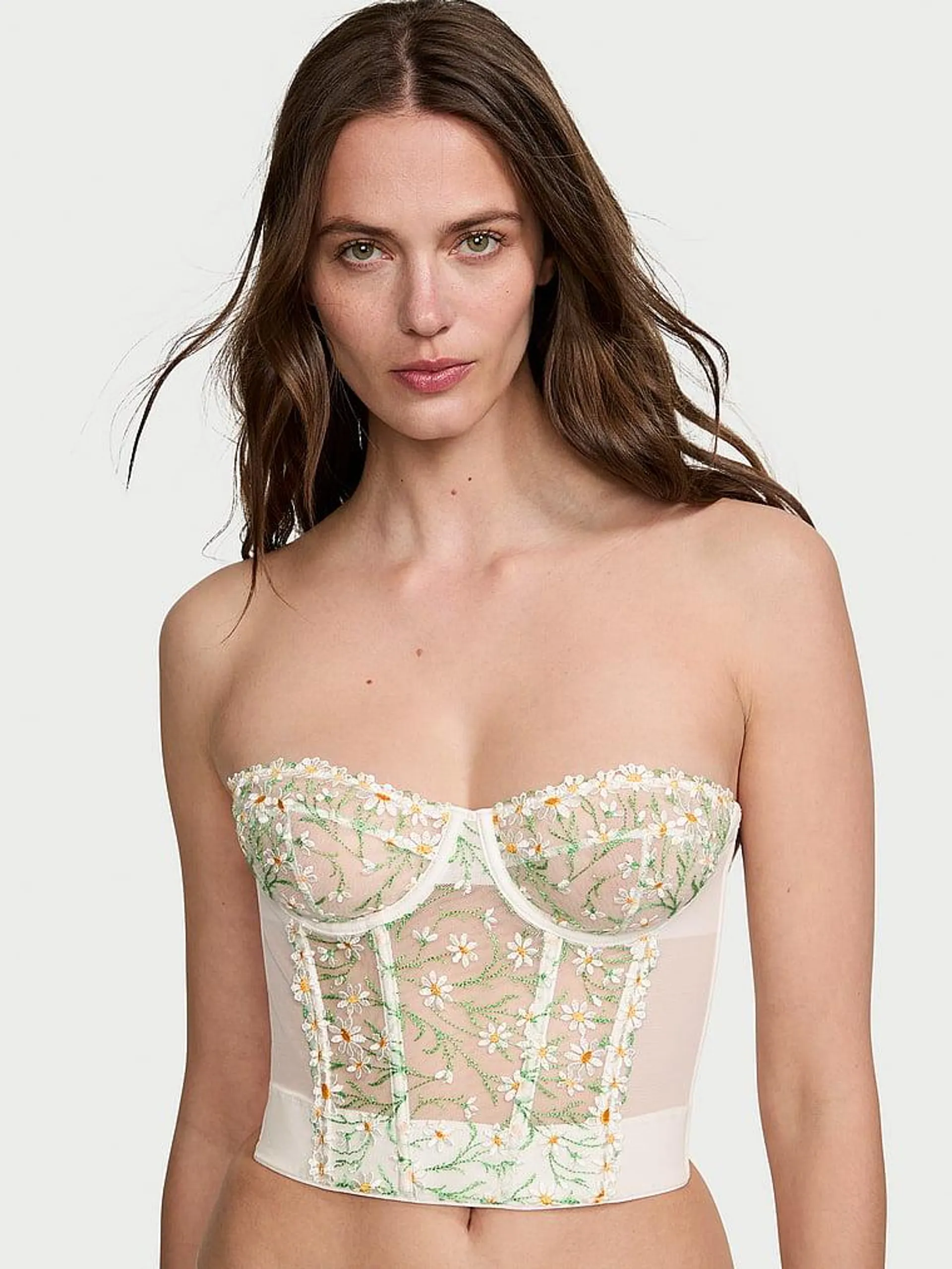 Daisy Chain Embroidery Strapless Corset Top