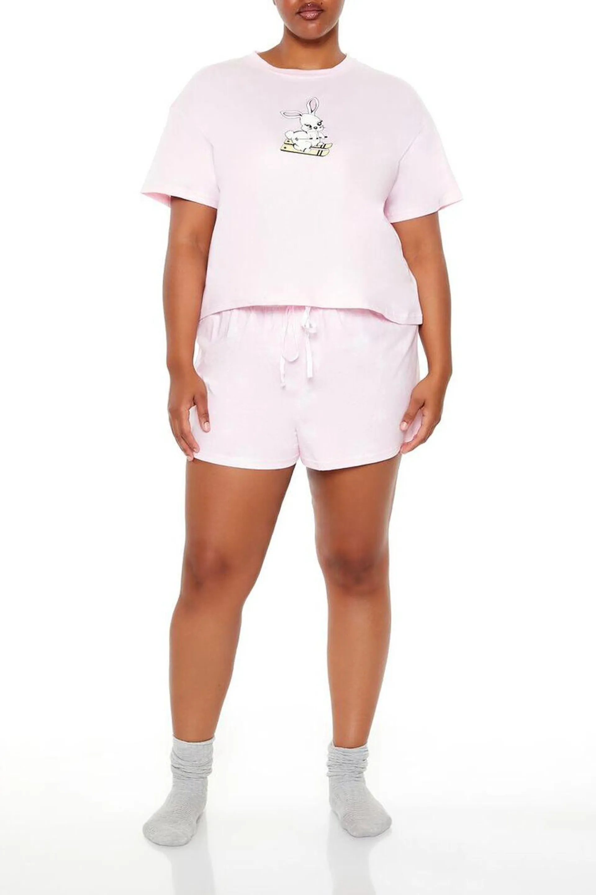 Plus Size Bunny Tee & Shorts Pajama Set