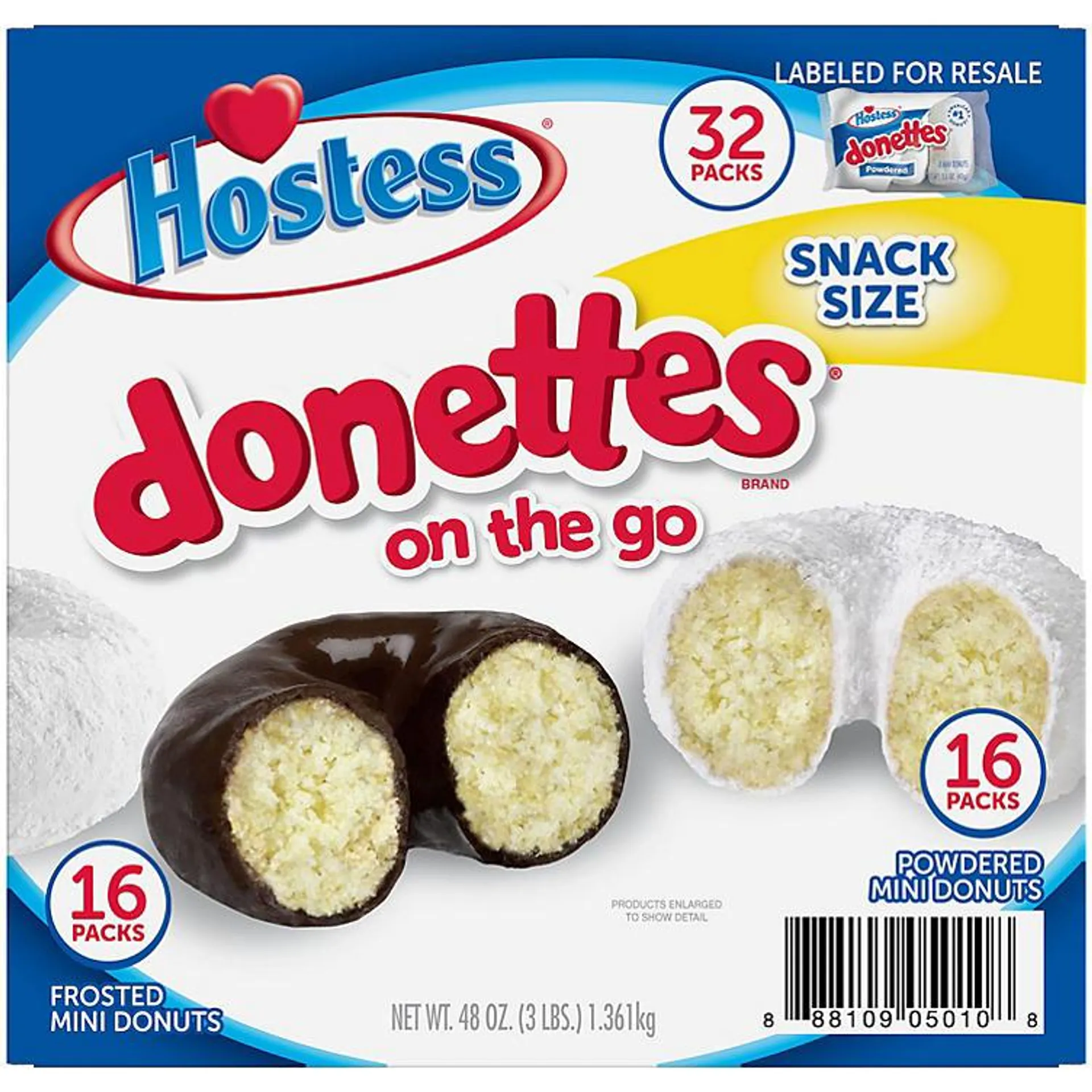 Hostess Mini Powdered Donettes and Frosted Chocolate Mini Donettes (1.5oz., 32pk.)