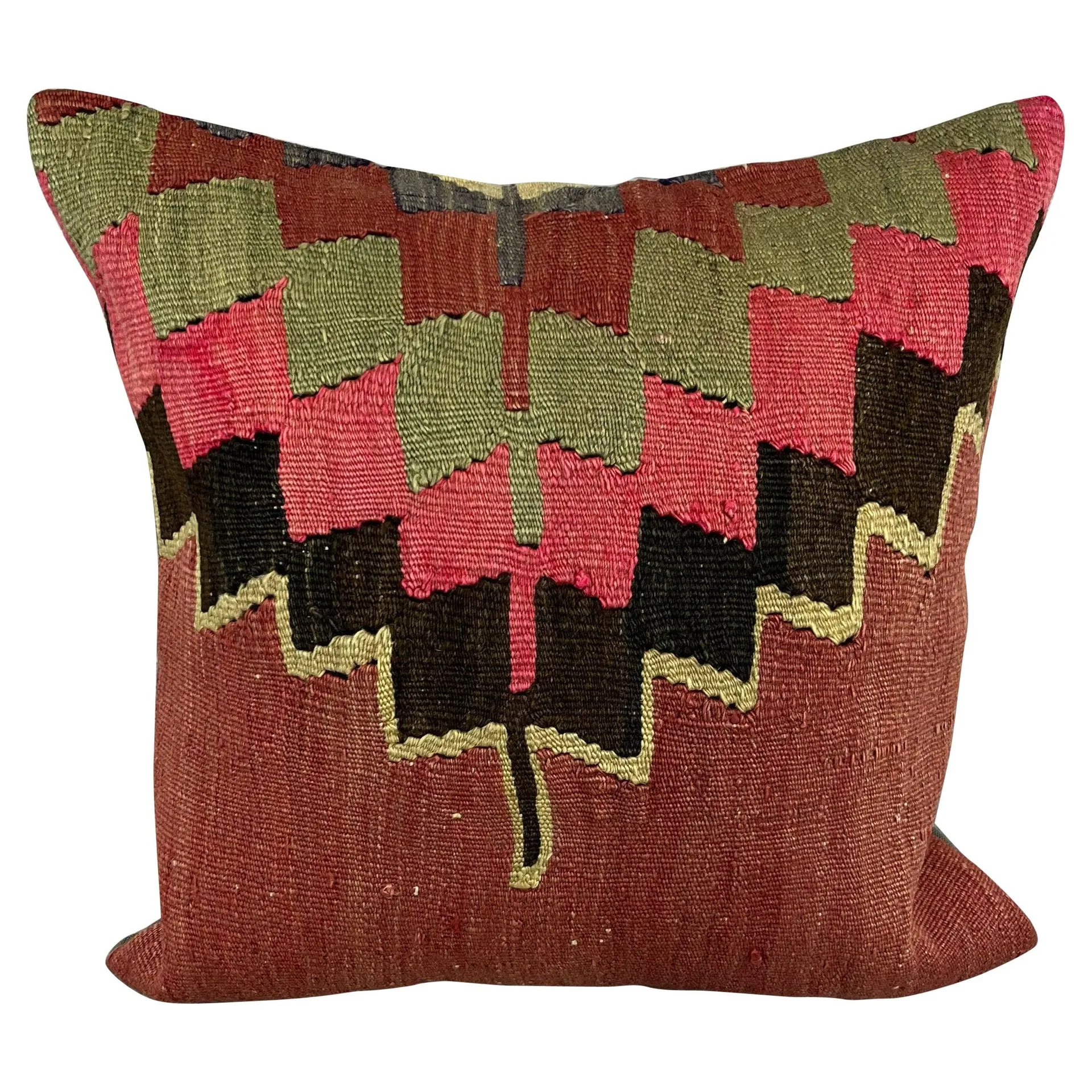 20 x 20 Kilim Turkish Cushion Natural Green Brown Pillow Cushion Cover #6786