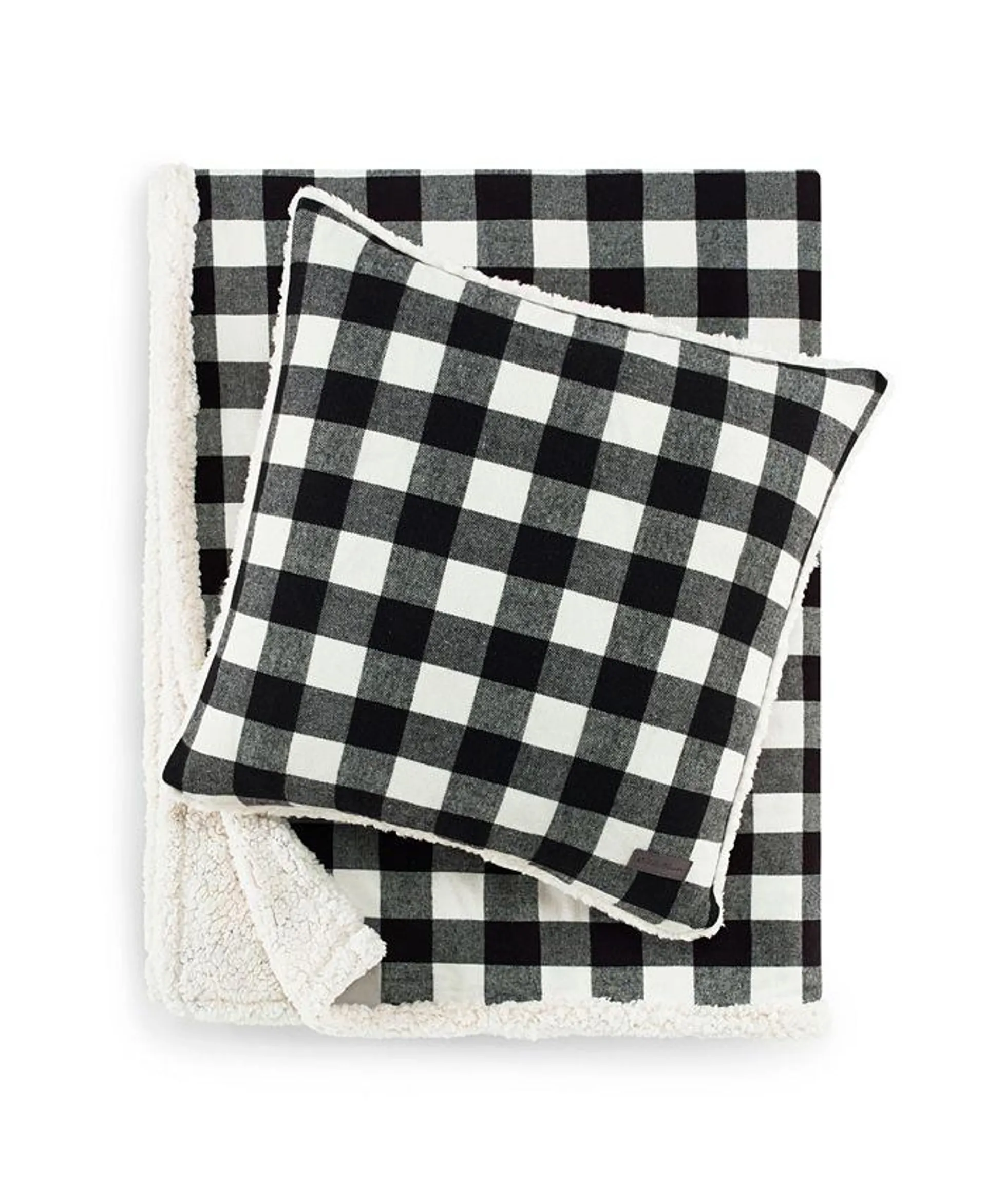 CLOSEOUT! Cabin Plaid Cotton Yarn Dyed Flannel Throw Pillow and Blanket Set