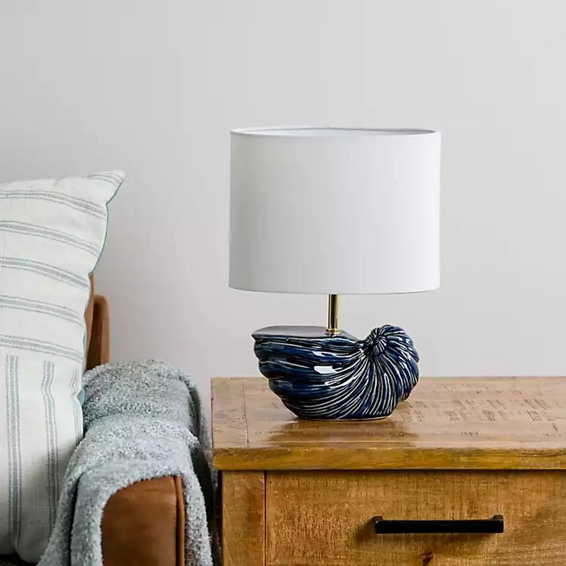 Blue Ceramic Shell Table Lamp