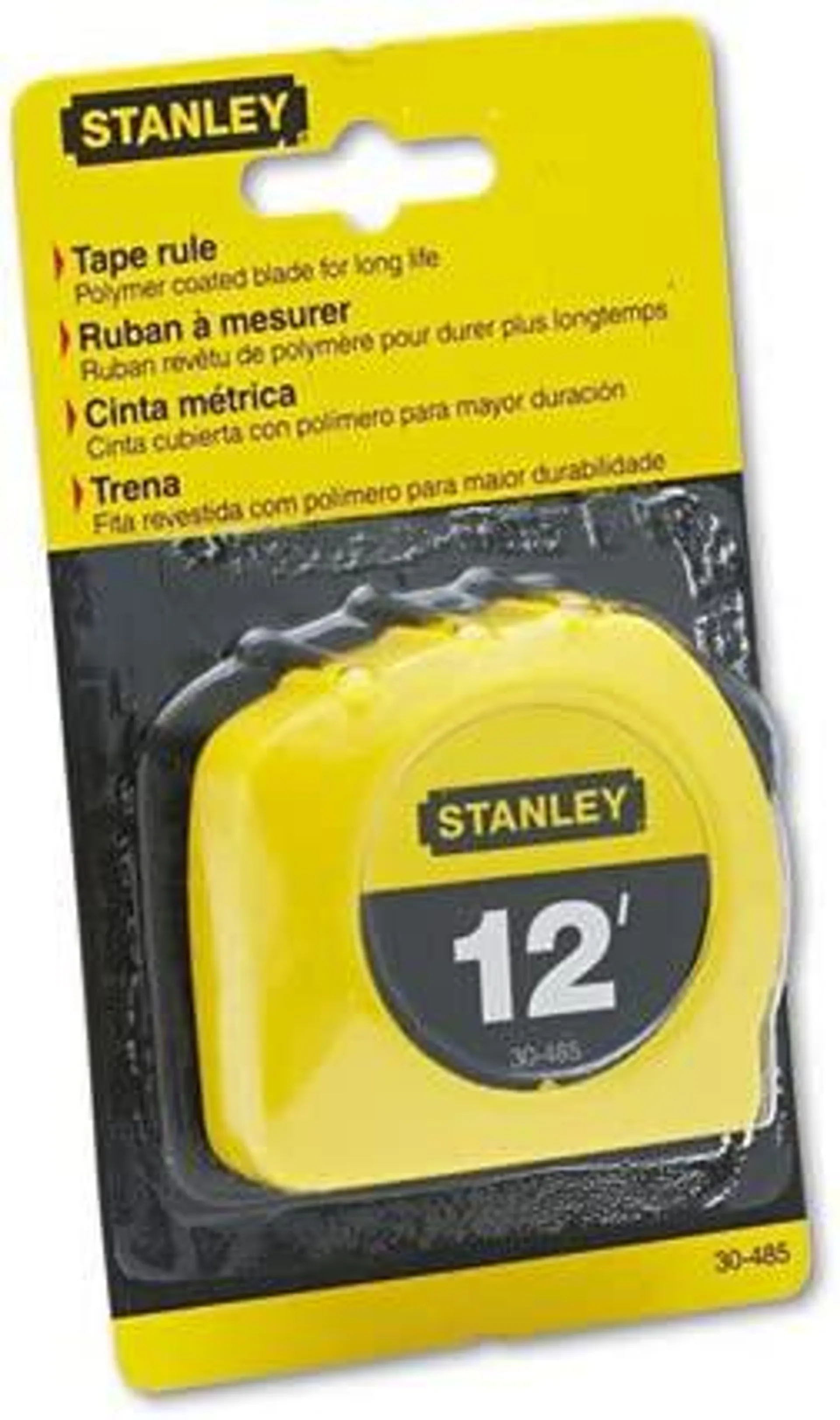 STANLEY BOSTITCH / BOS30485 / Power Return Tape Measure w/Belt Clip, 1/2"w x12 ft., Yellow / Sold as 1 EA