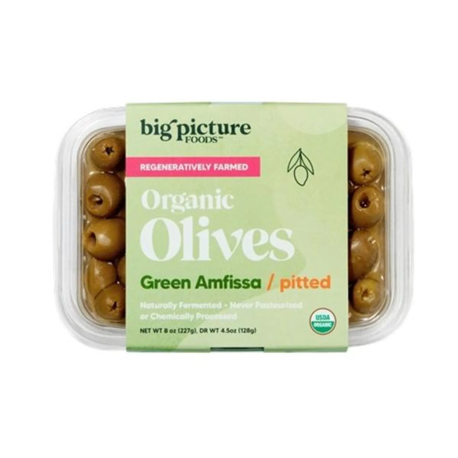 Big Picture Foods Organic Green Amfissa Pitted Olives