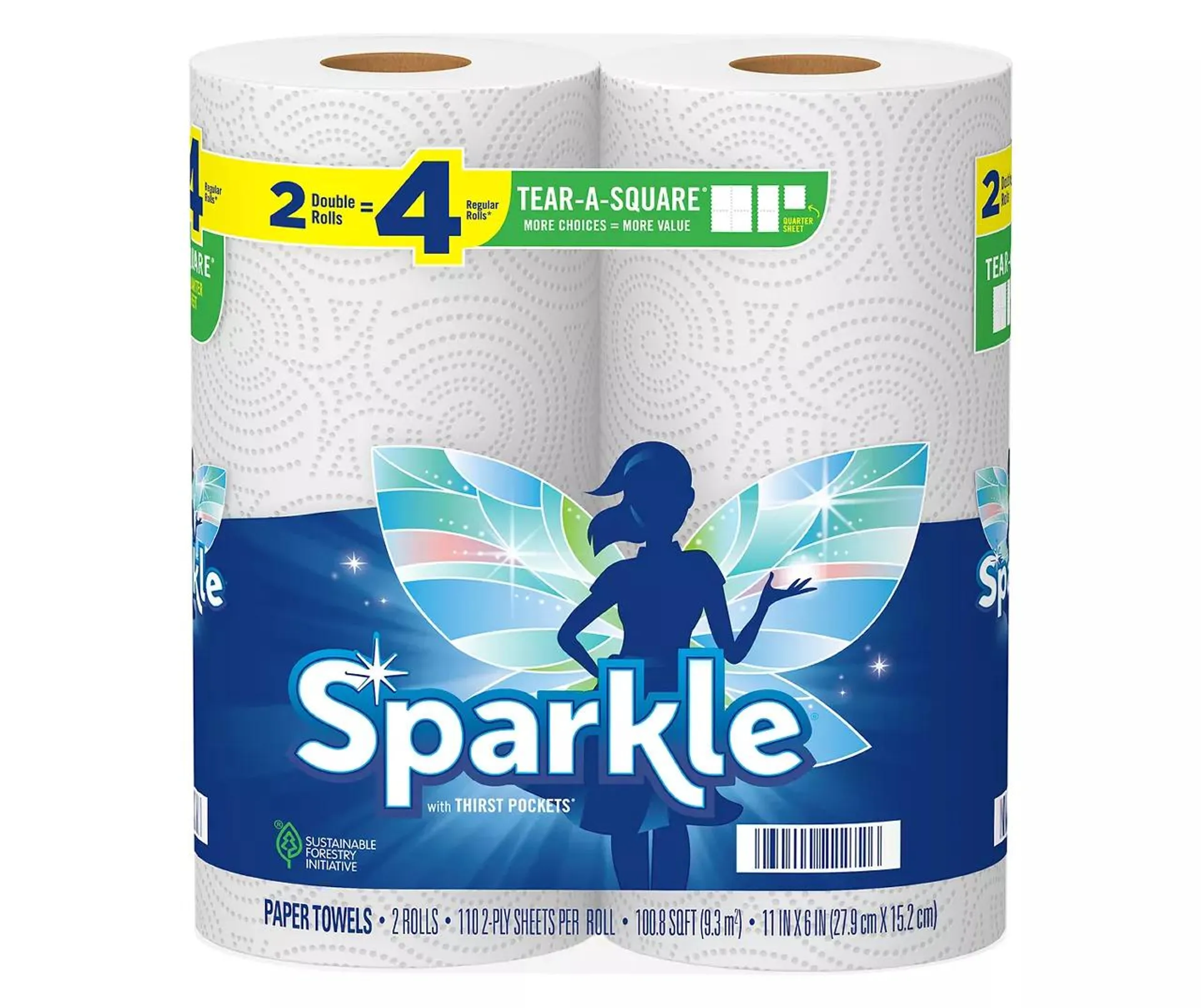 Tear-A-Square Paper Towels, 2-Double Rolls