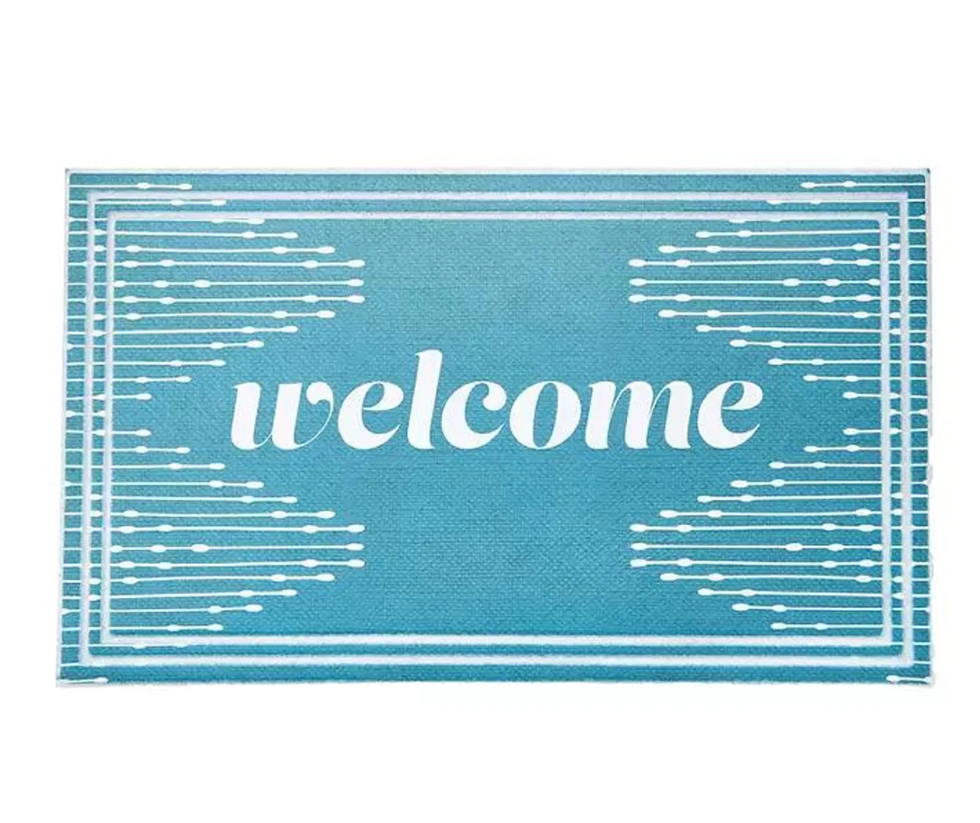 "Welcome" Blue Geo Lines Doormat