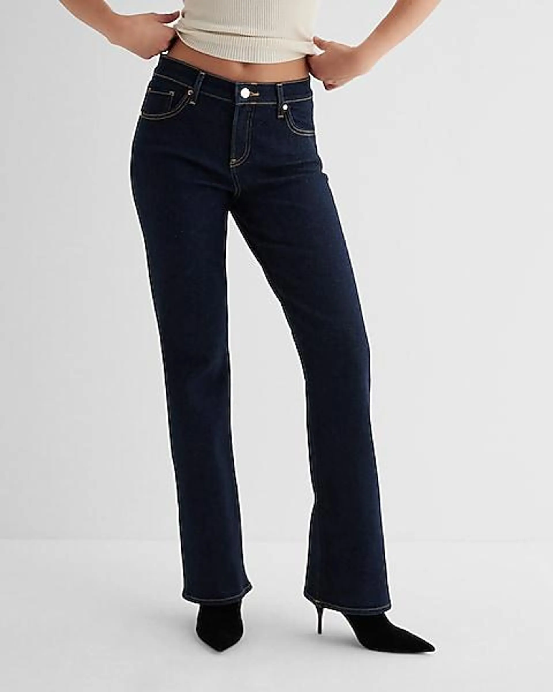 Mid Rise Rinse Bootcut Jeans