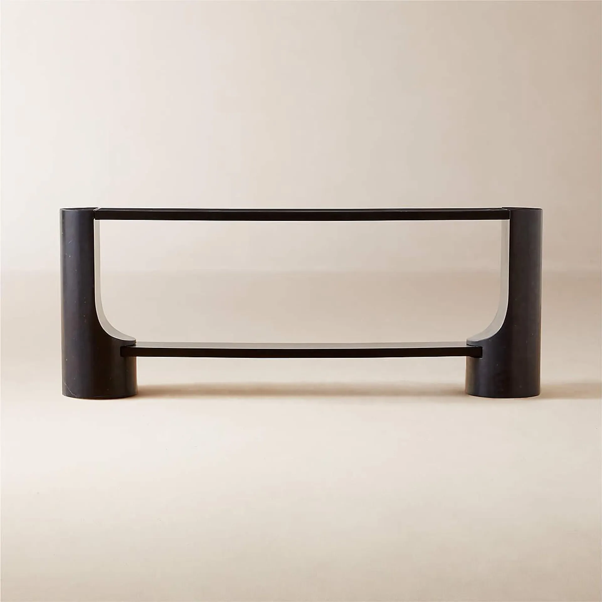 Scoop Black Marble and Oak Wood Console Table 71"