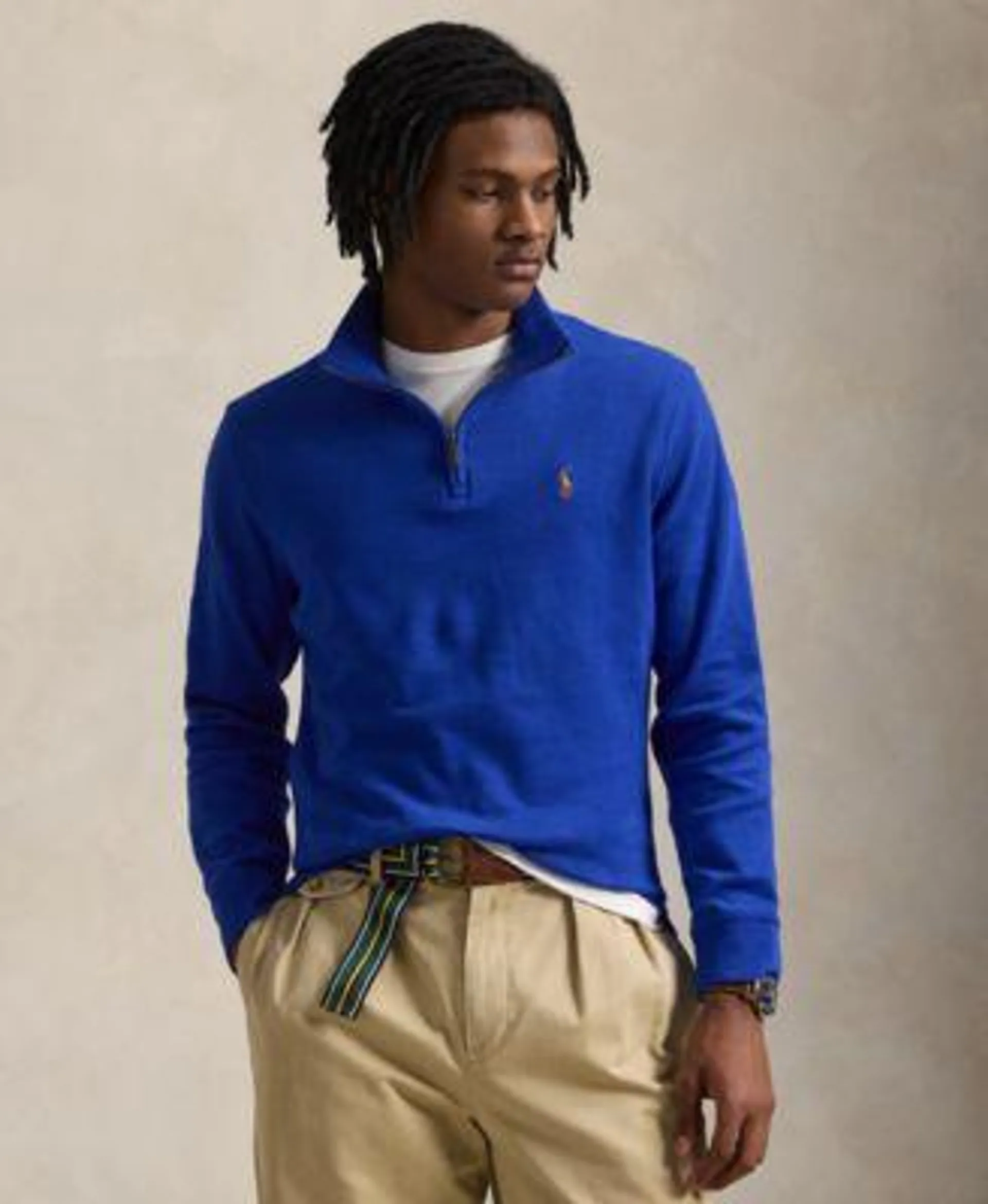 Men's Estate-Rib Cotton Quarter-Zip Pullover