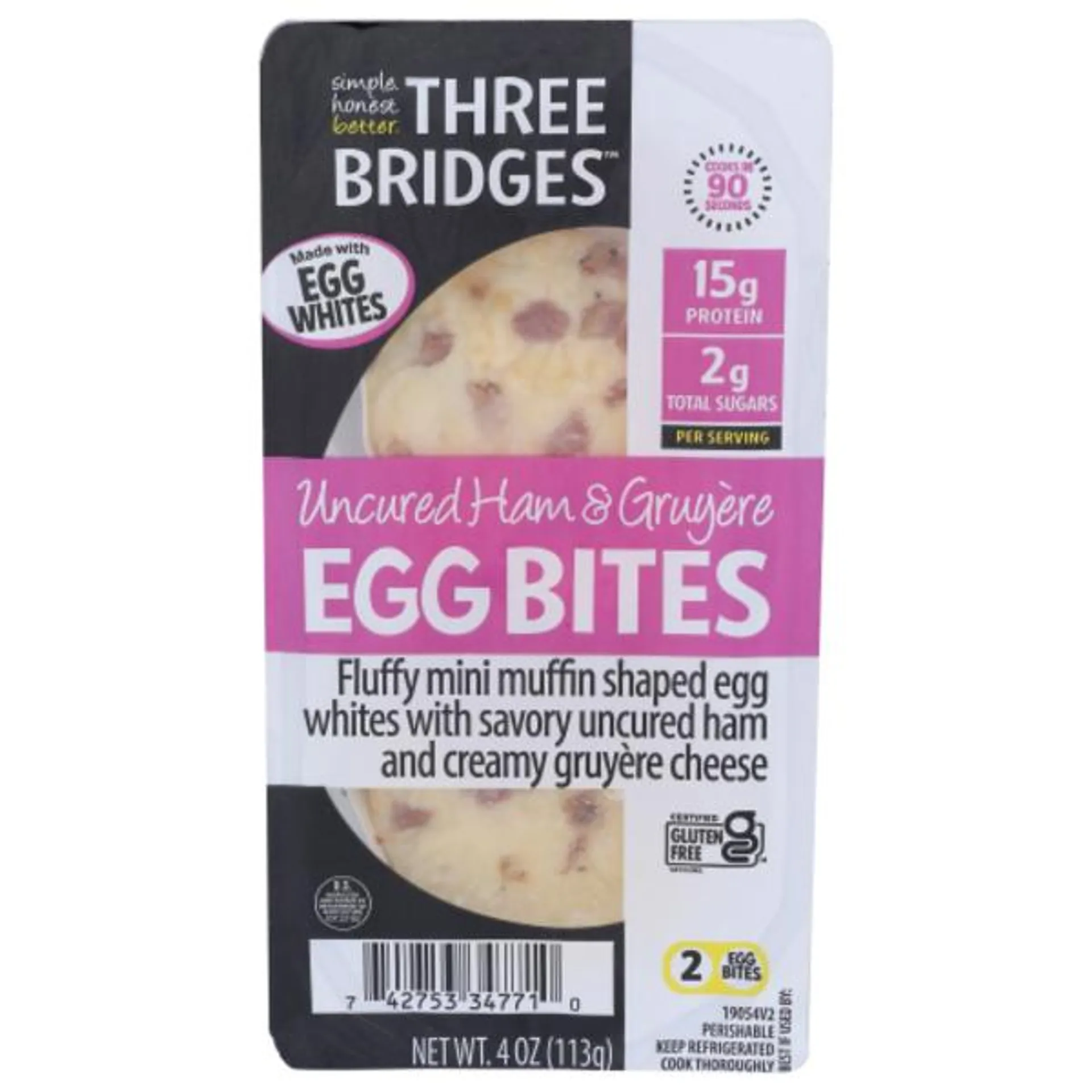 Three Bridges Ham & Gruyere Cage Free Egg Bites 2 Count