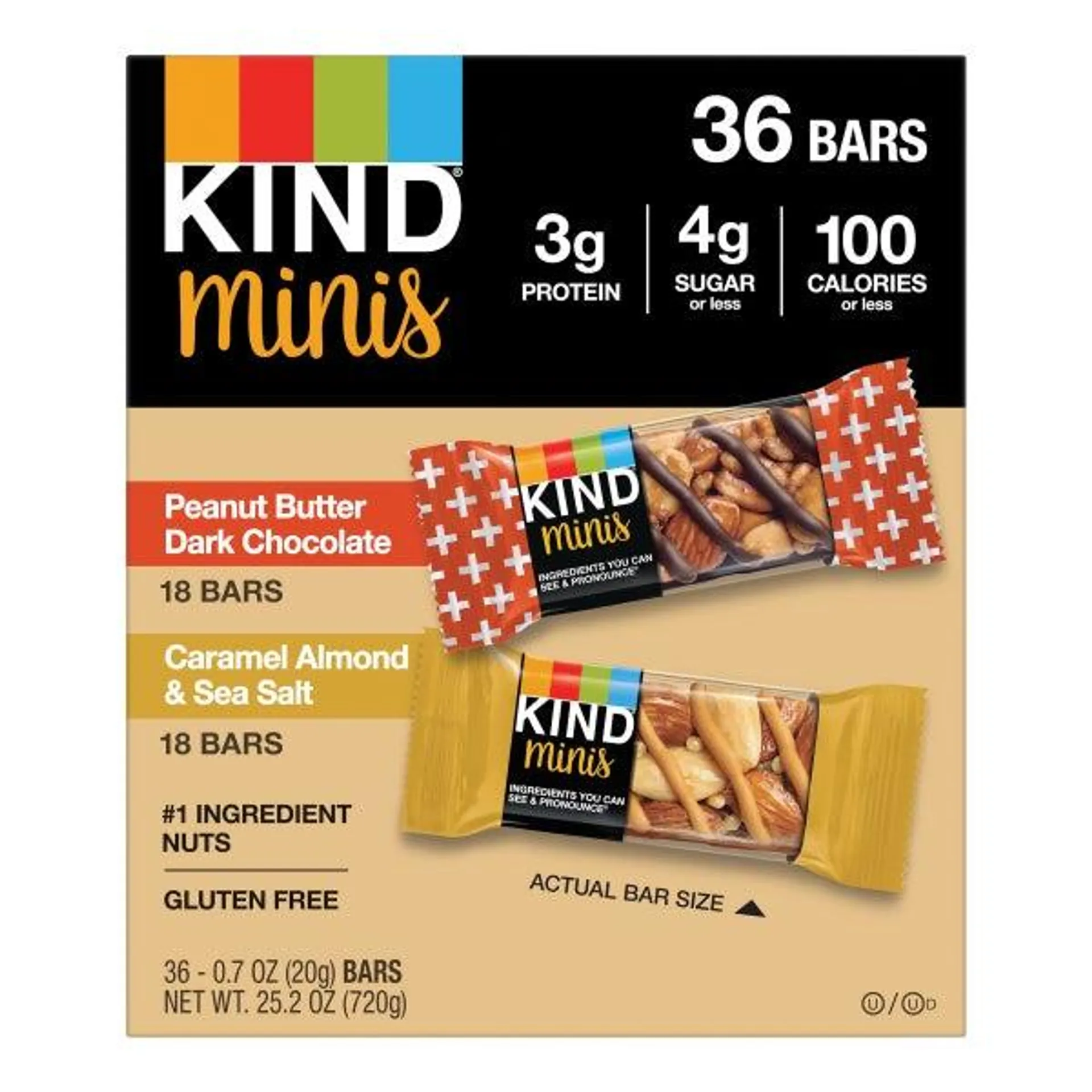 Kind Mini Bars, Variety Pack, 0.7 oz, 36-count