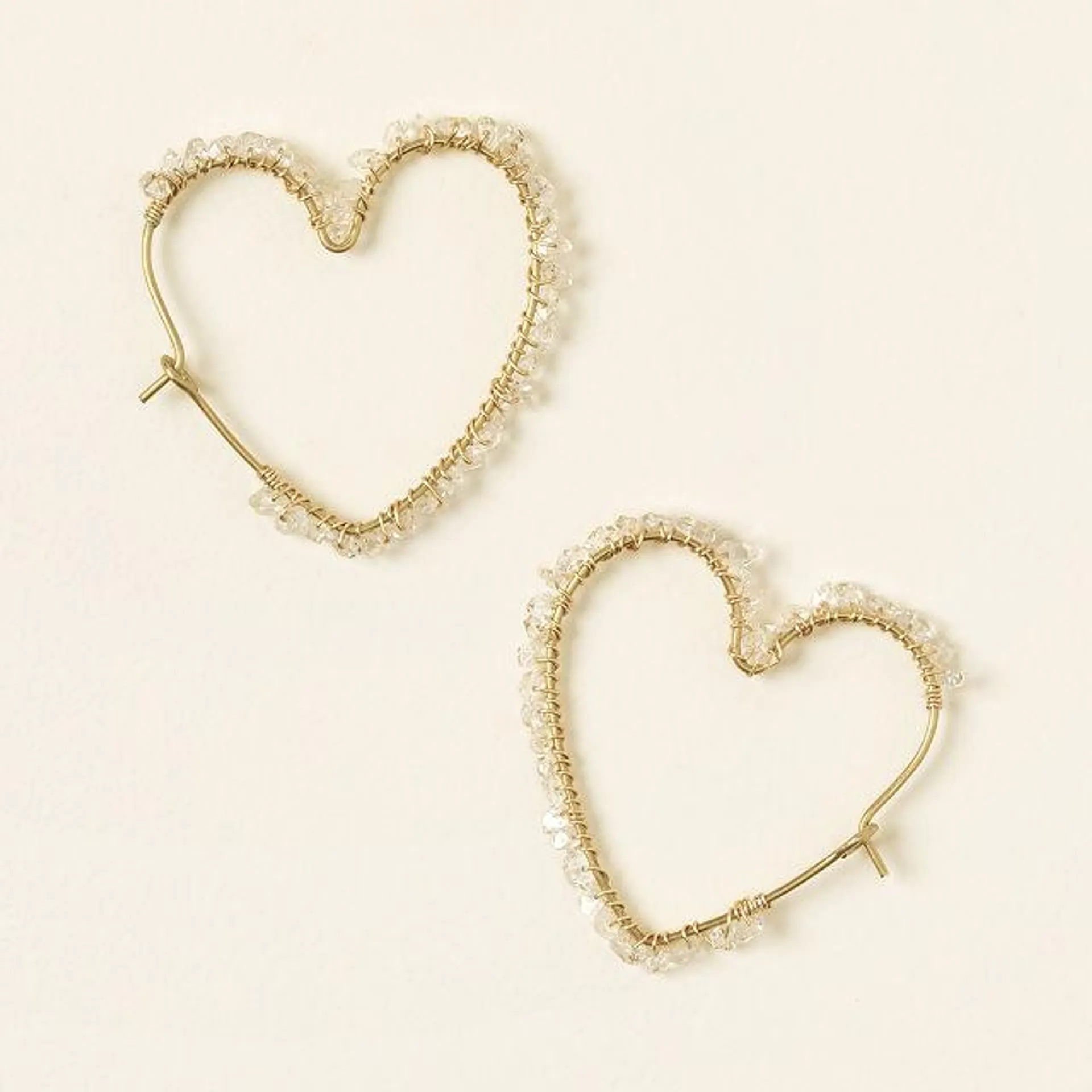 Herkimer Diamond Heart Earrings