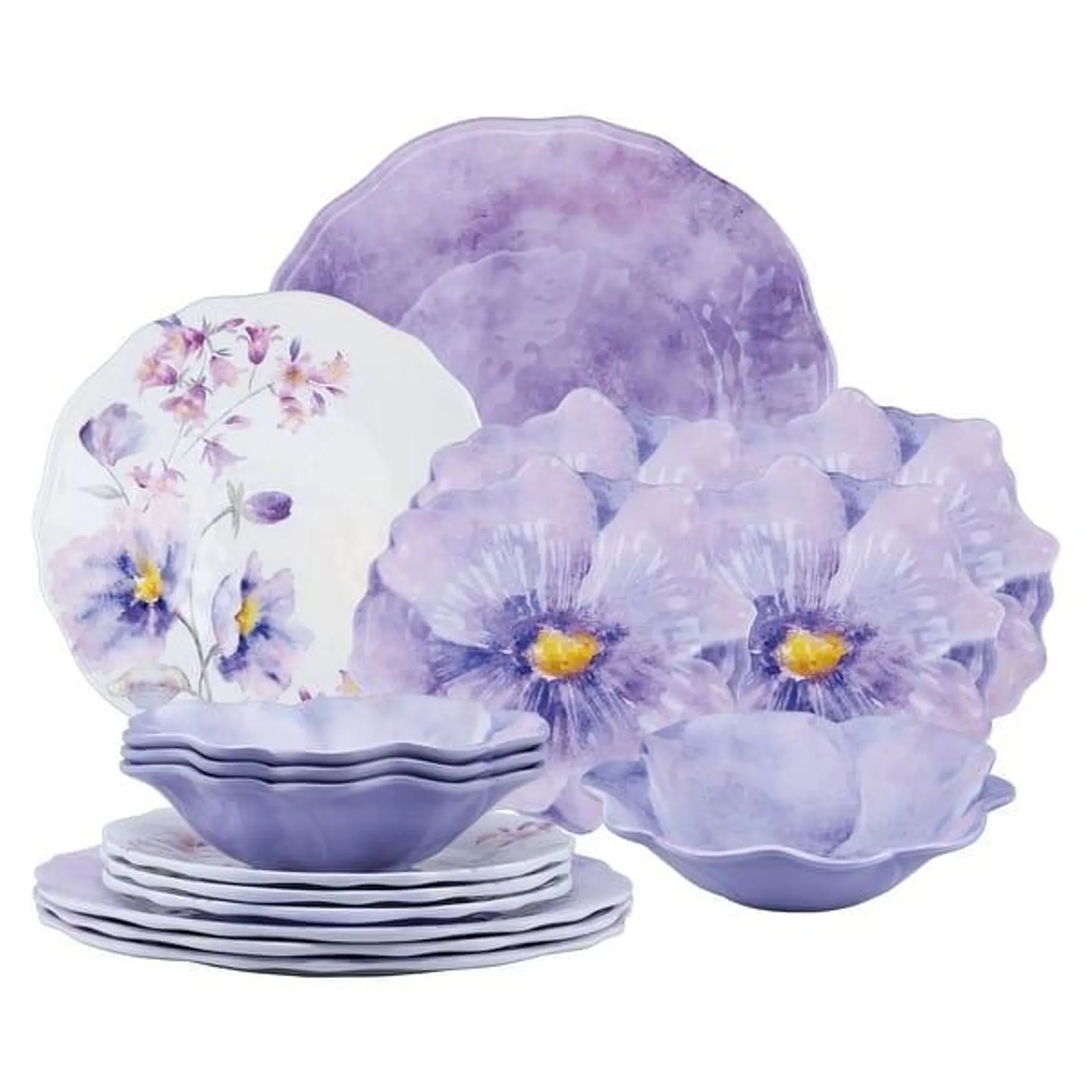 UPware 16-Piece Lavender Melamine Dinnerware Set