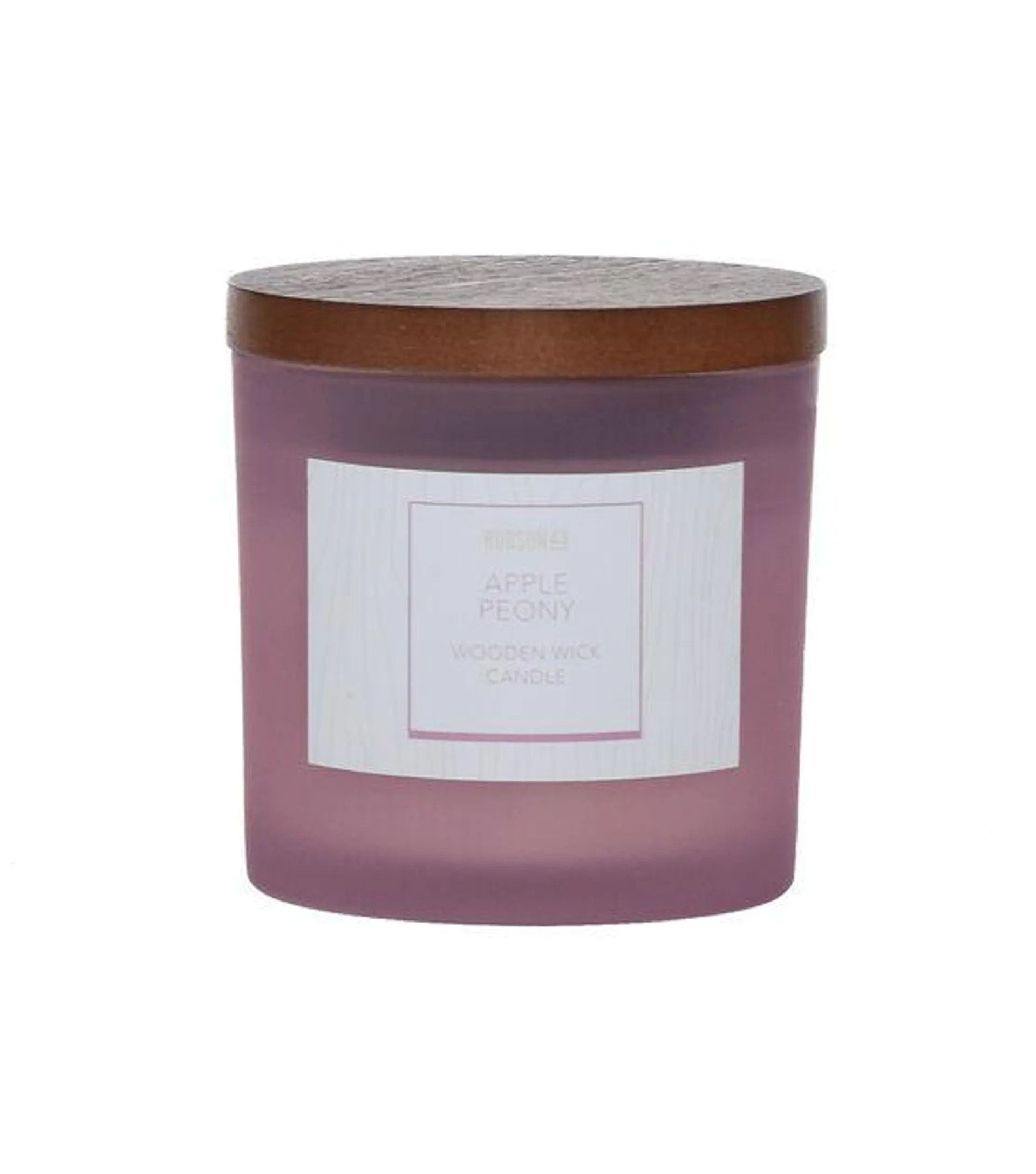 Hudson 43 Wooden Wick Frosted Candle 5oz Apple Peony Pink