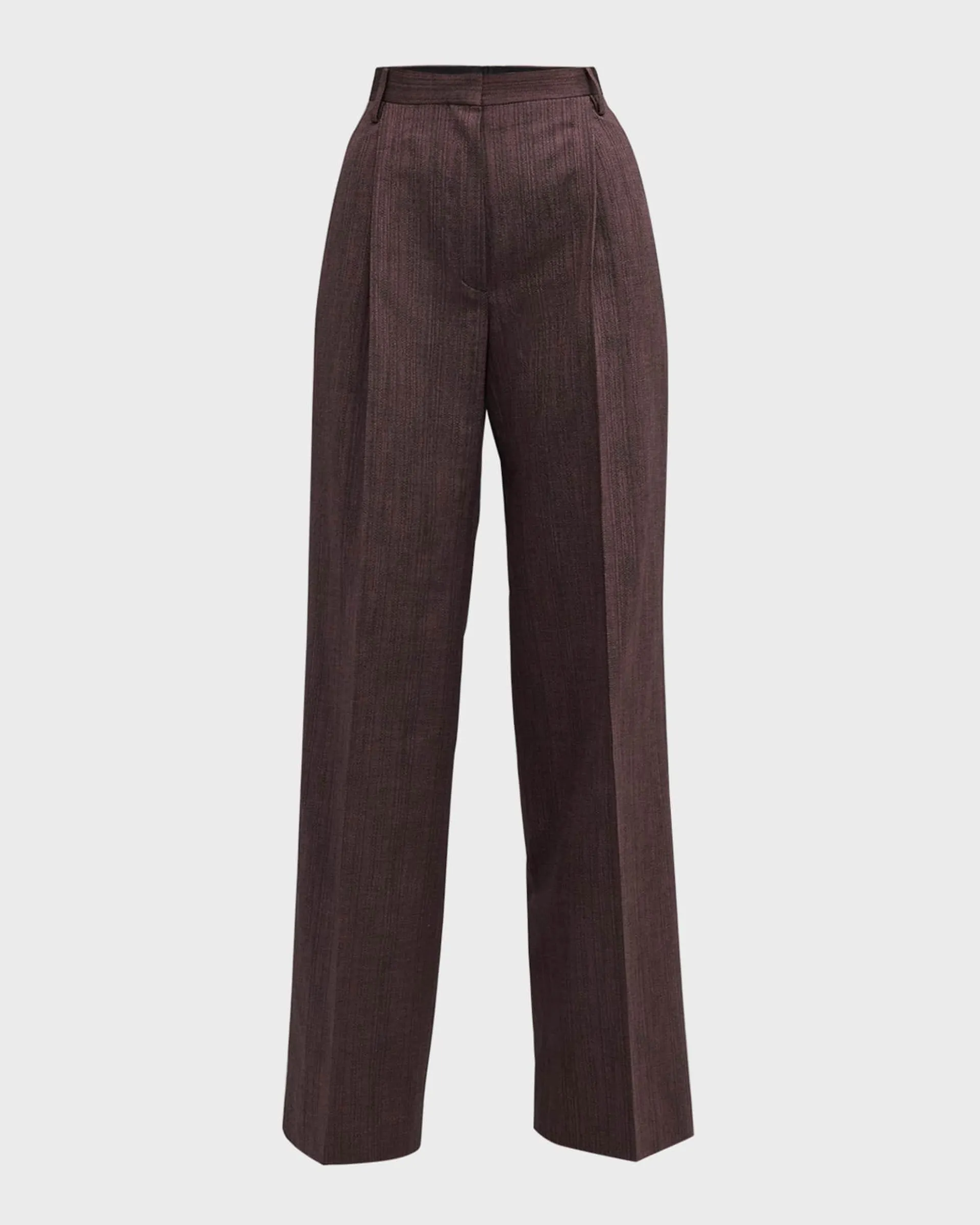 Portia Pleated Straight-Leg Pants